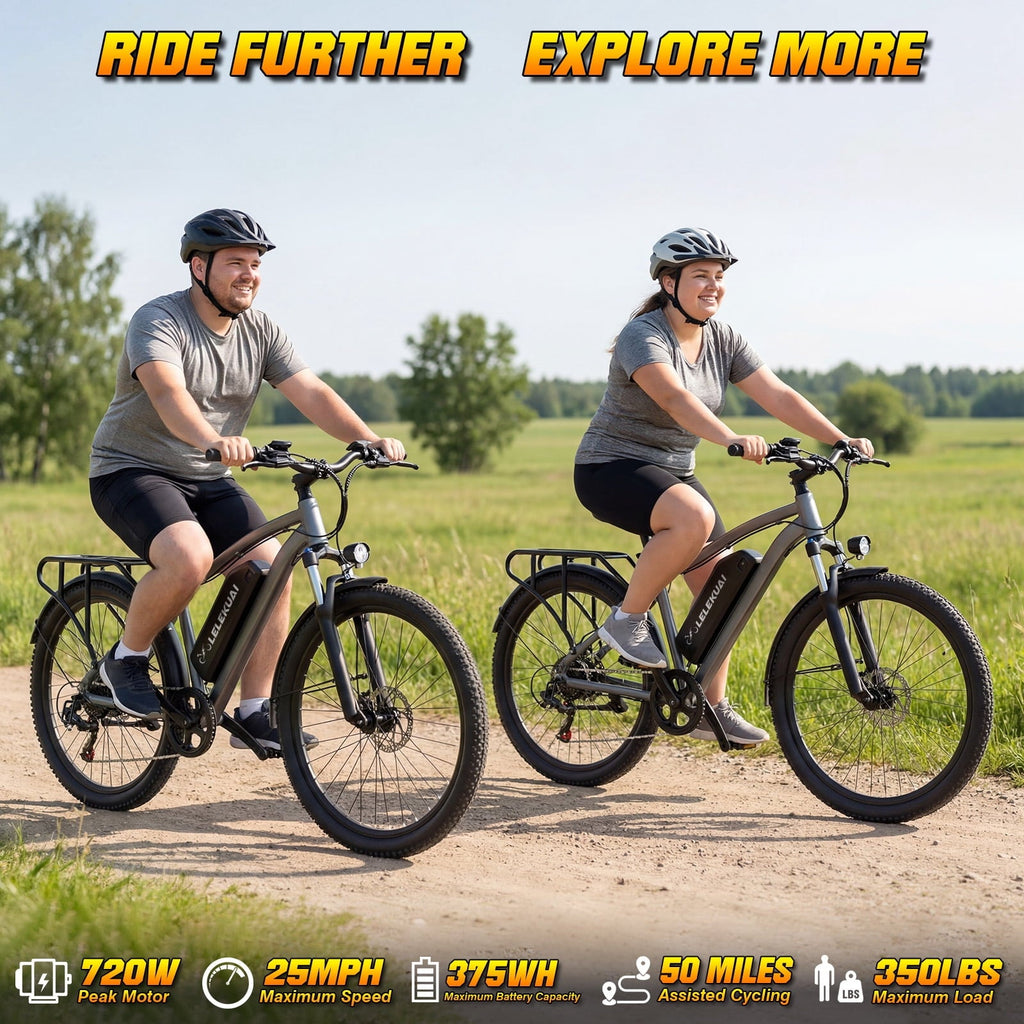 Electric Bike for Adults, 26 Commuter Ebikes with 7-Speed Gears, 25MPH, 720W Peak Motor, Removable Battery, 50 Miles Range, Electric Mountain Bicycle for All Terrain UL2849