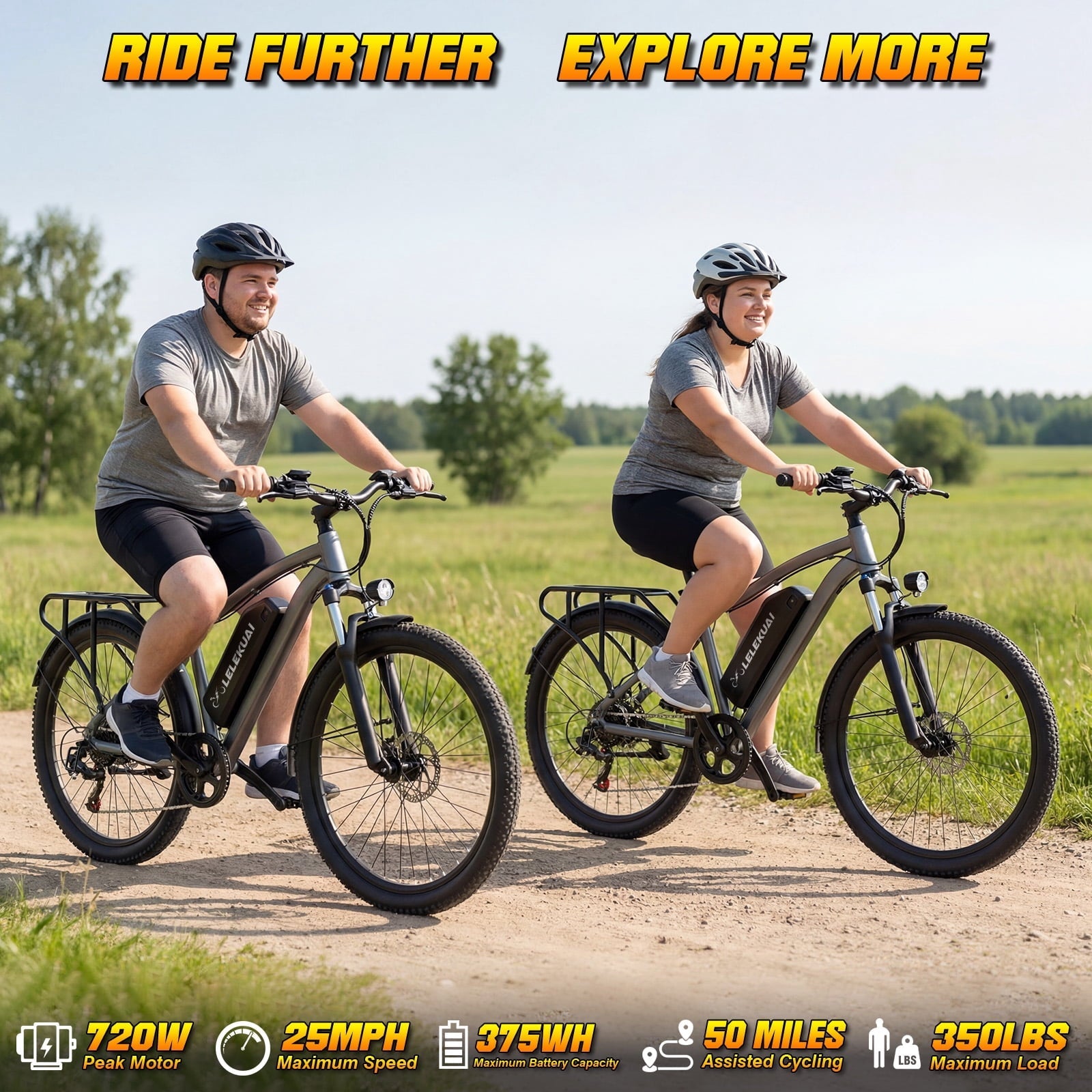 Electric Bike for Adults, 26 Commuter Ebikes with 7-Speed Gears, 25MPH, 720W Peak Motor, Removable Battery, 50 Miles Range, Electric Mountain Bicycle for All Terrain UL2849