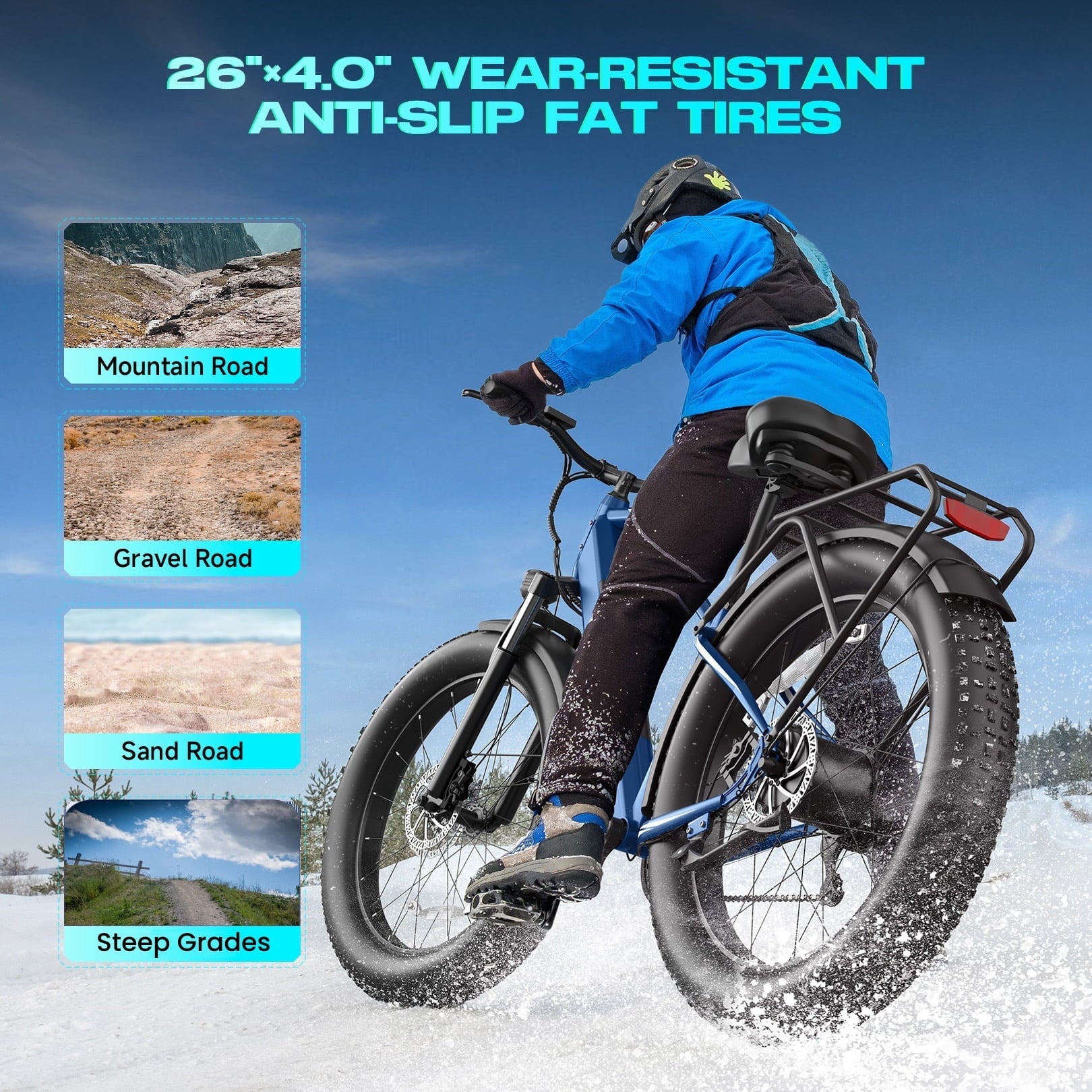 Gocio UL2849 Certified 26x4.0 Fat Tire Electric Bike for Adults, 1500W Peak Motor, 48V 15Ah Battery, 25MPH Max Speed, Off-Road Mountain E-bike