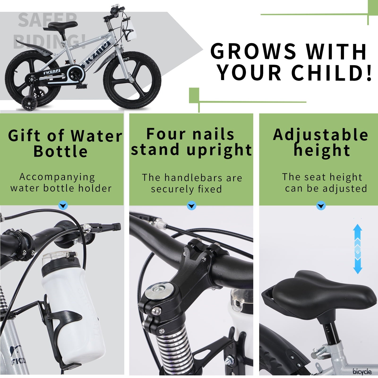 18 inch Kids Bike for Boys and Girls, SHINPT Kids Bicycle with Training Wheels, Bicycle for Kids Ages 5-9 , 18 Boys Bike with Adjustable Saddle&Handlebar, Girls Bike for Kids for Outdoor, Park