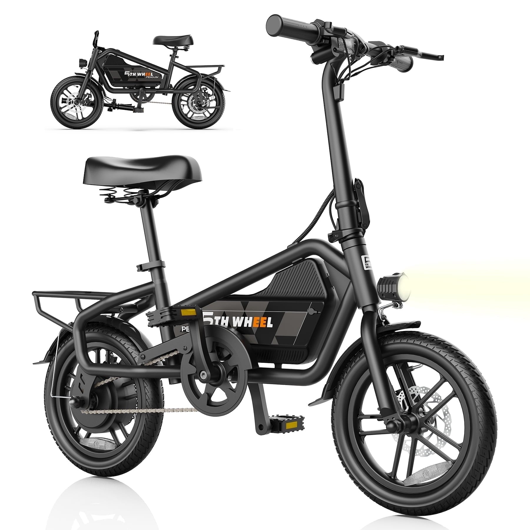 5TH WHEEL 14 Electric Bike for Adults with 650W Peak Motor Electric Bicycle, 36V 7.8Ah Battery Ebike, UL2849