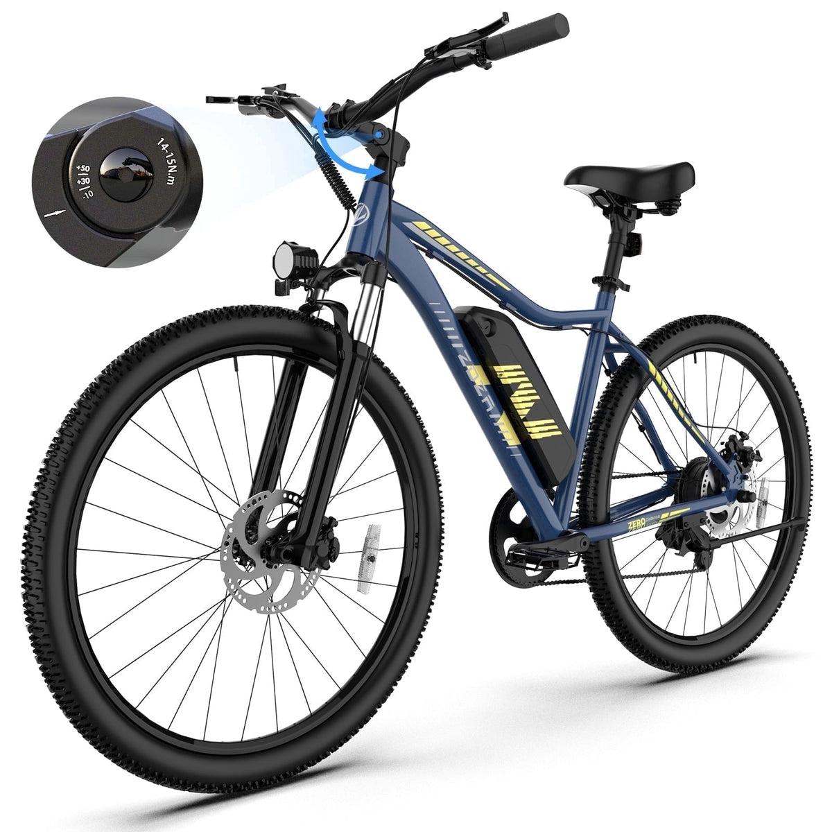ZDZA 27.5'' Electric Bike for Adults, 1500W Motor 25MPH E-Mountain Bike, 48V 10.4Ah Removable, 7-Speed Ebike with Display UL2849