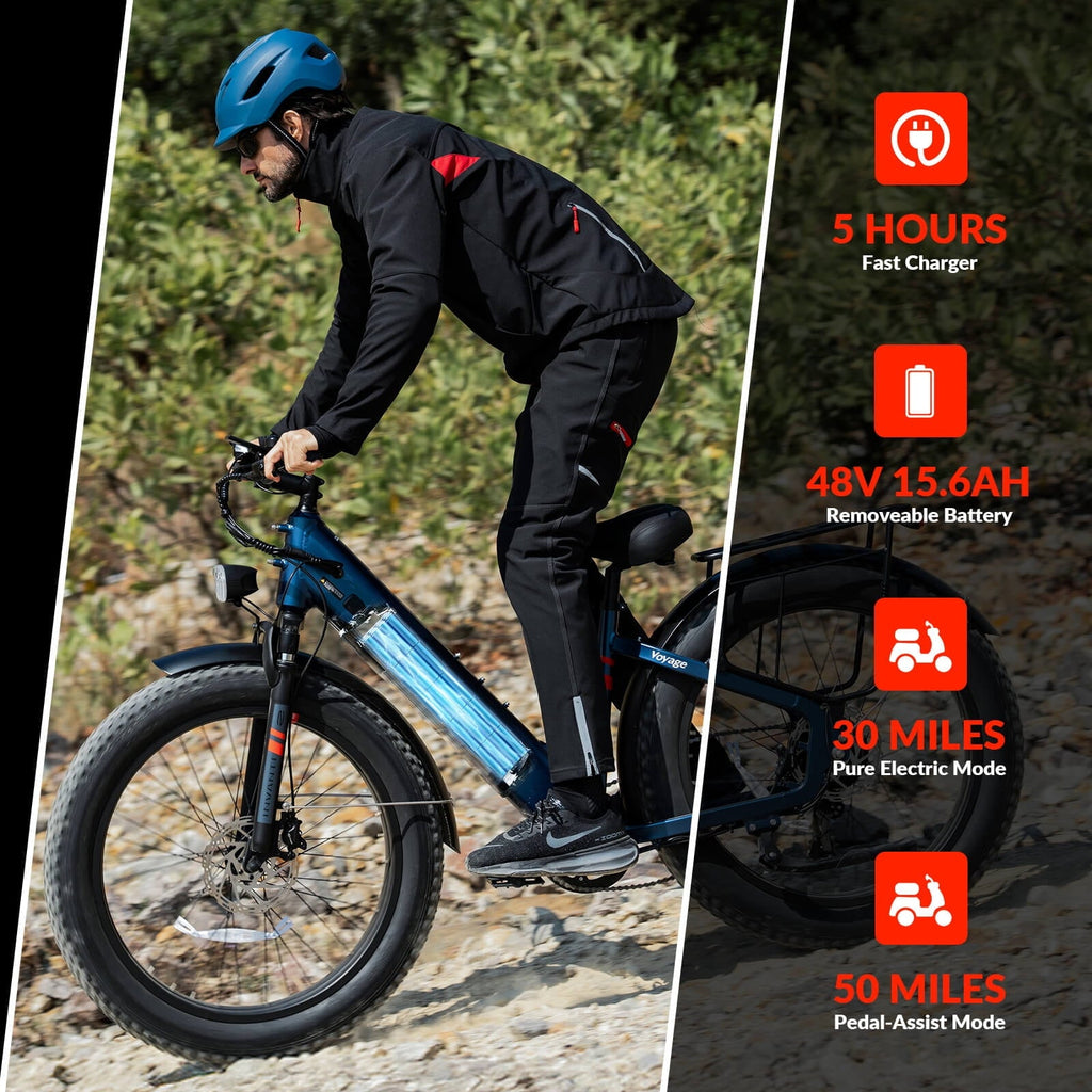 5TH WHEEL W29B 26 x 4 Fat Tire Electric Bike, 750W Motor Adult Ebike with 48V 15Ah Removable Battery, Electric Mountain Bicycle with 7 Speed, UL2849