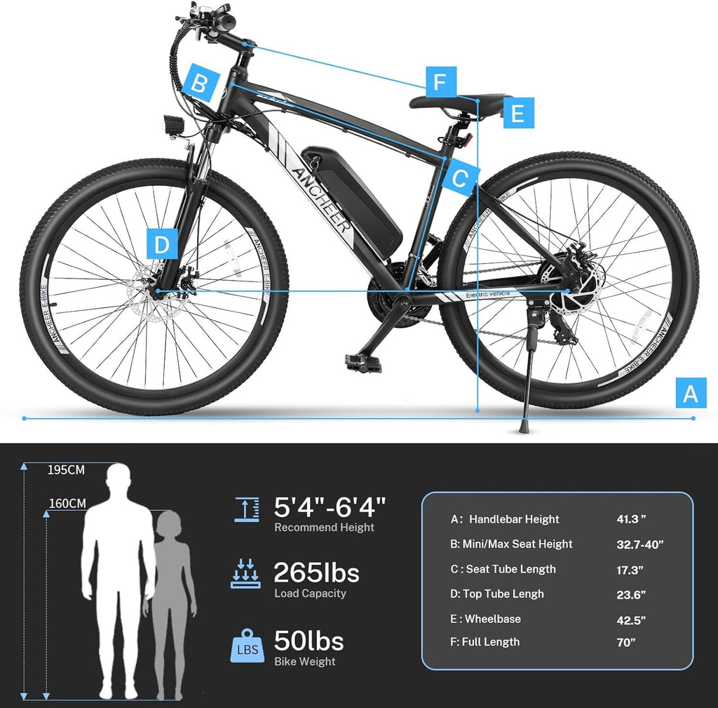 ANCHEER 500W Electric Bike for Adults 27.5 Electric Mountain Bike 3 Hours Fast Charge, Ebike for Adults with 48V 10.4Ah Removable Battery, Electric Bicycles LCD Display UL2849