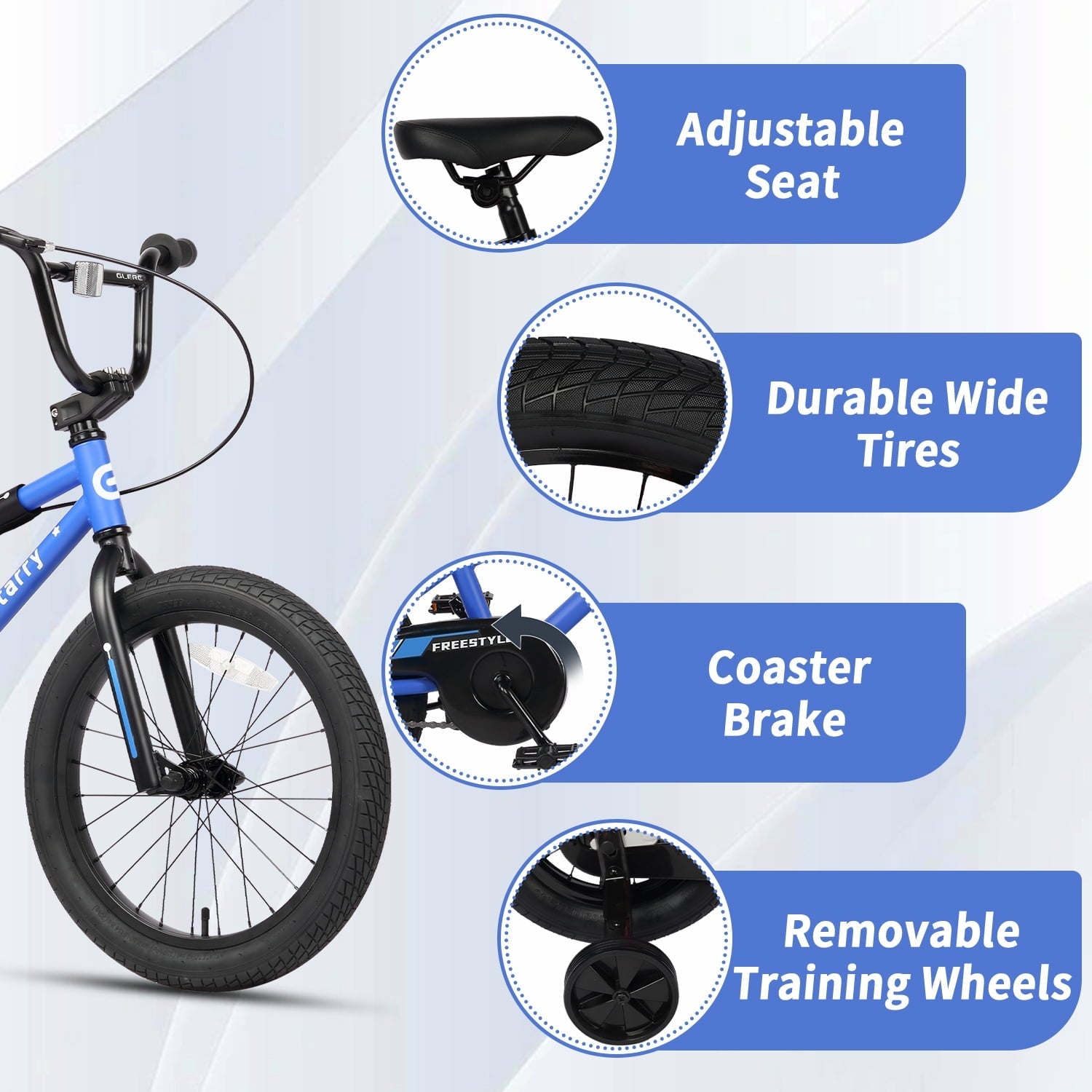 Glerc 16 Inch Little Kids Bike for Over 4 Years Old Boys Girls Youth BMX Style Bicycle with Training Wheels Coaster & Rear V Brake, Black