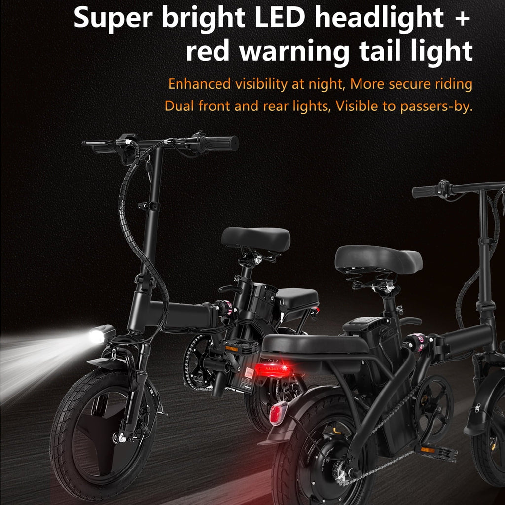 Electric Bike, 18 Mph Electric Bicycles, 350W Peak 500W Motor Foldable Ebike, 14 Tire E-bike for Adults, 48V 8Ah Battery, 15° Uphill, UL2849 Certified, 25 Miles PAS Range