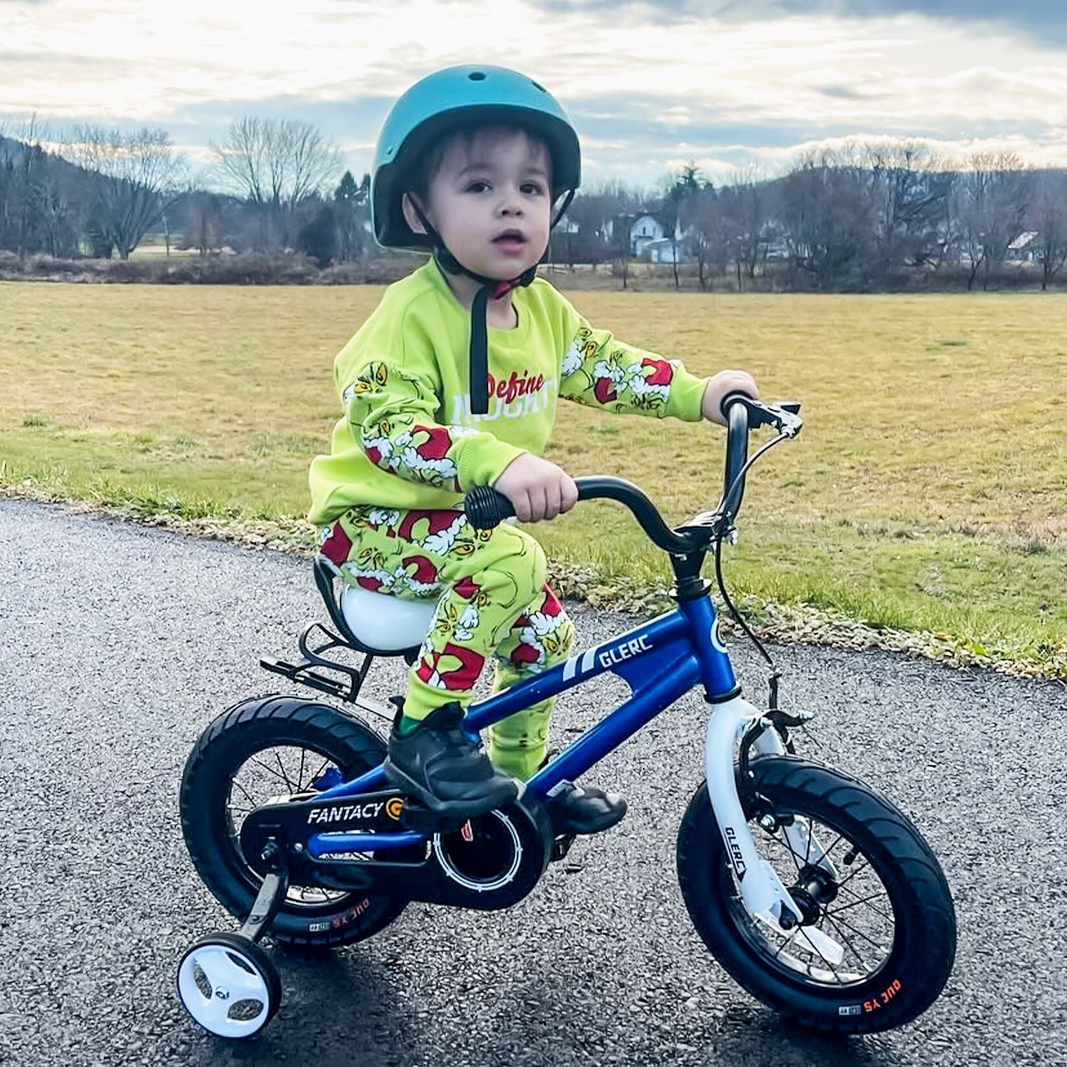 Glerc 14 inch Kids Bike for Child 3-5 Year old Boys Girls with Water Bottle Holder & Headlight & Training Wheels, Black