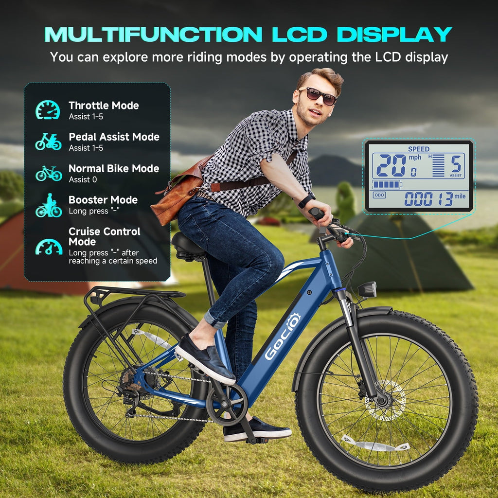 Gocio UL2849 Certified 26x4.0 Fat Tire Electric Bike for Adults, 1500W Peak Motor, 48V 15Ah Battery, 25MPH Max Speed, Off-Road Mountain E-bike