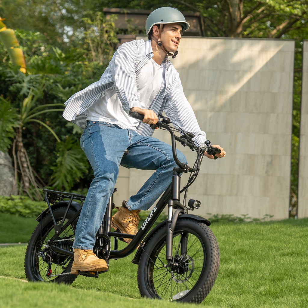 URLIFE 3.0 Fat Tire Ebike, 20 Electric Bicycles for Adult, 750W Peak Motor, 48V 13AH Remobavle Battery, 7-Speed Commuting Ebike, UL2849-Black