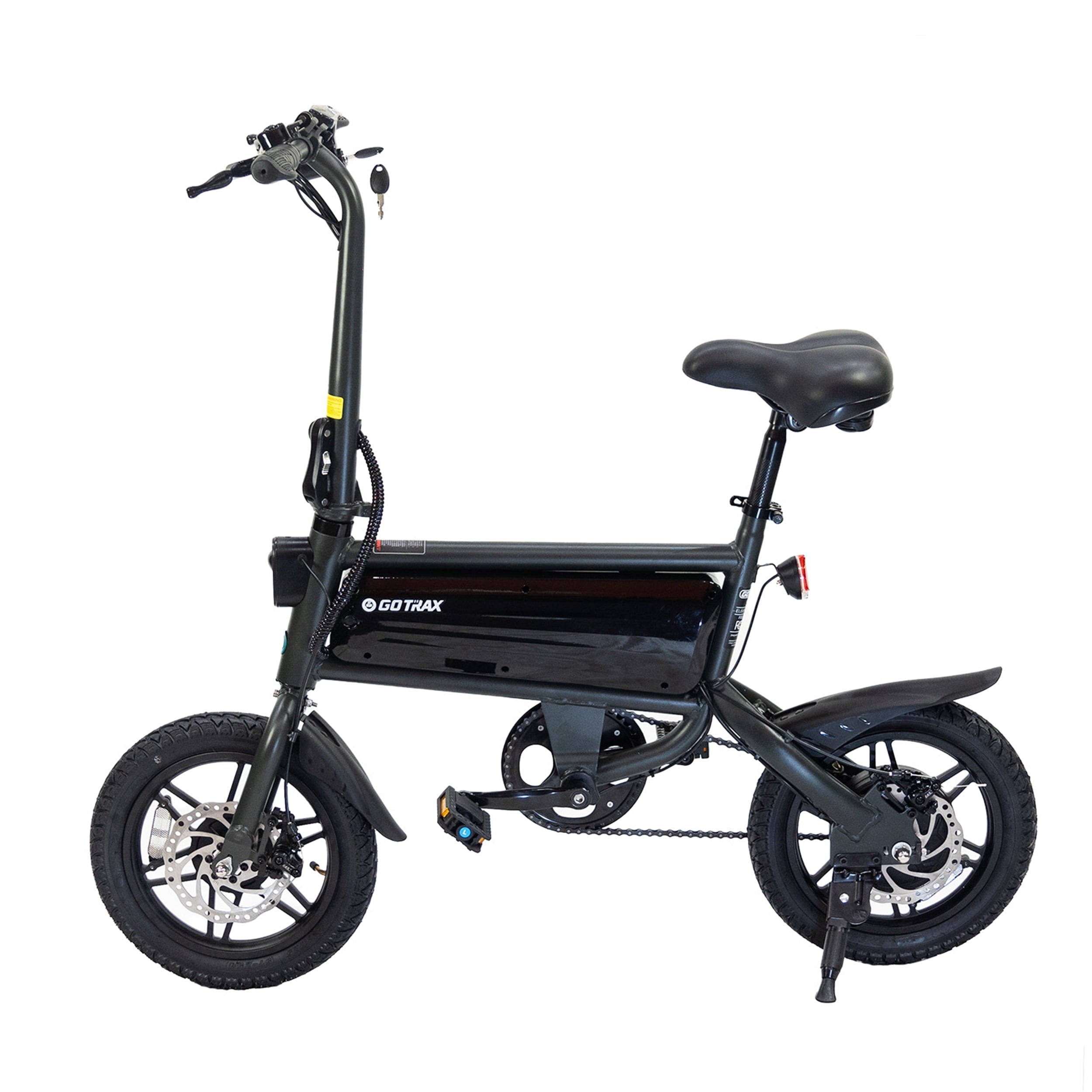 GOTRAX S2 14 Folding Adult Electric Bike, 250W, 15.5 mph Max Speed LED Display, Black