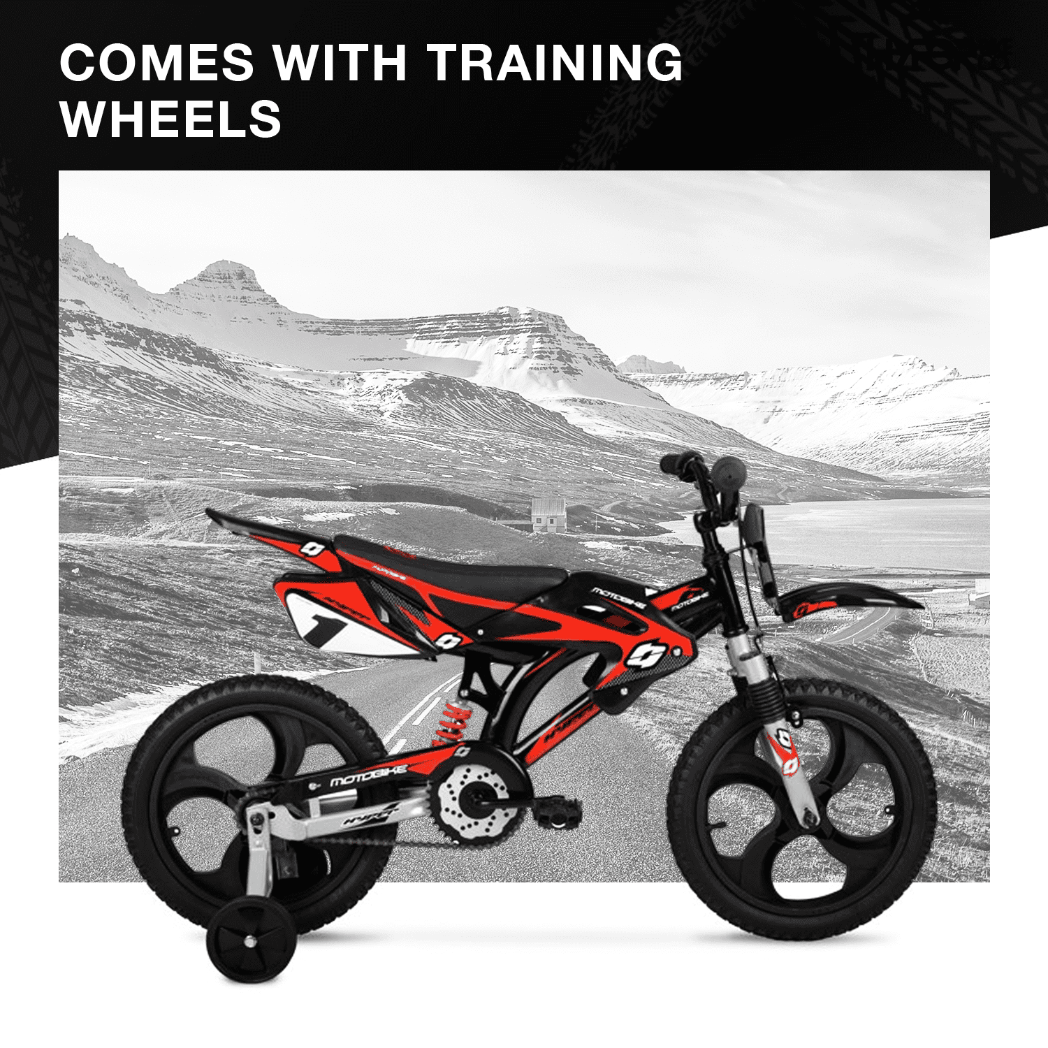 Hyper Bicycles 16 Moto Bike, Children Ages 5-7, Black/Red