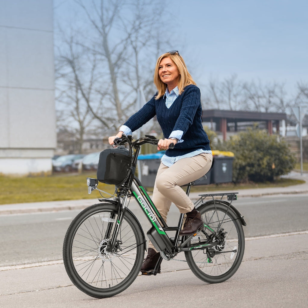 Gocio UL2849 Certified 26 Electric Bike for Adults, 750W Peak Motor, 48V 7.8Ah Battery, 19.8 mph 7-Speed Commuter Ebike with Disc Brakes