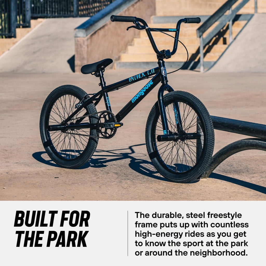 Mongoose Index 1.0 BMX Freestyle Bike, 20-Inch Wheels, Single Speed, Gray