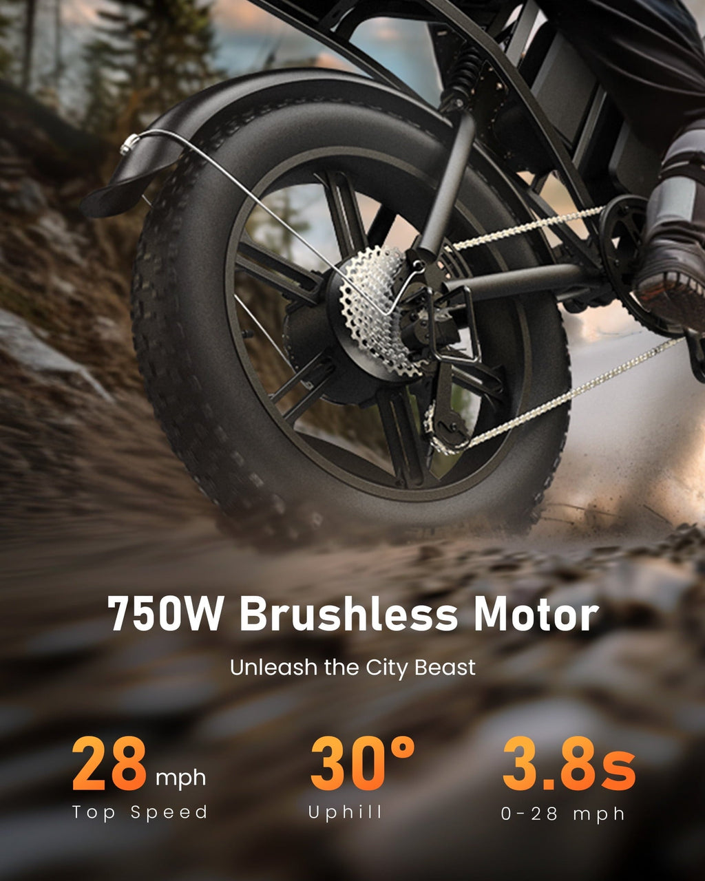 Electric Bike for Adults,28MPH,1500W Peak Motor,100+ Miles Range,Dual Battery,7-Speed,20 Fat Tire E-Bike,Moped Style Electric Bicycles,Black