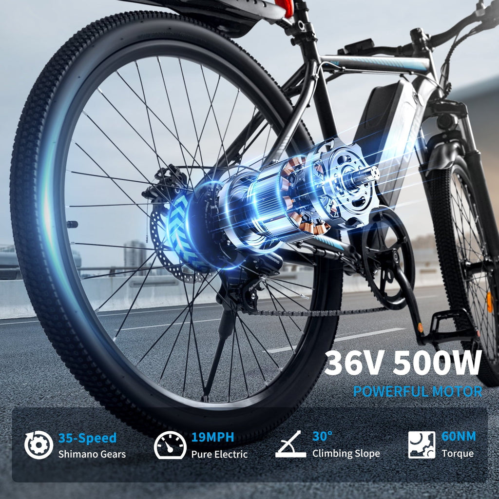 Luimp 26 Electric Bike for Adults, 500W Ebike with 36V 10.4Ah Battery, 20MPH Electric Bicycles, E-Bike for Adults, E Bike UL2849