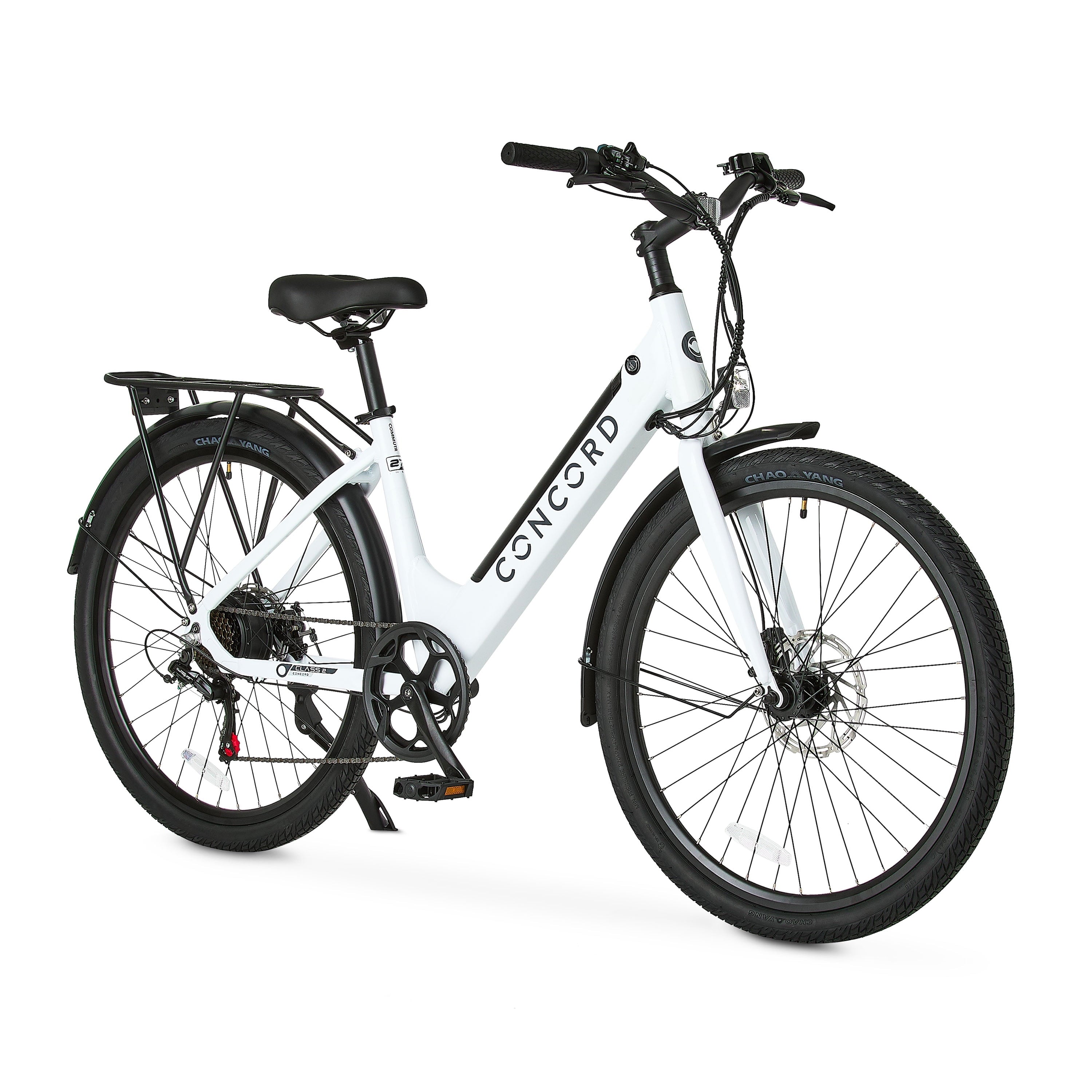 Concord 27.5 Step-Thru Electric Bike, 36V, Class 2, Aluminum, 49 Pounds, White, Unisex, Fits Riders 5'1 - 6'1
