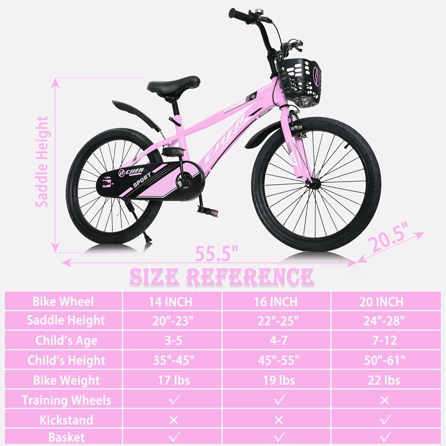 14 Kids Bikes for Girls and Boys, DEYGIA Kids' Bicycles with Training Wheels, Ages 3-5 Years
