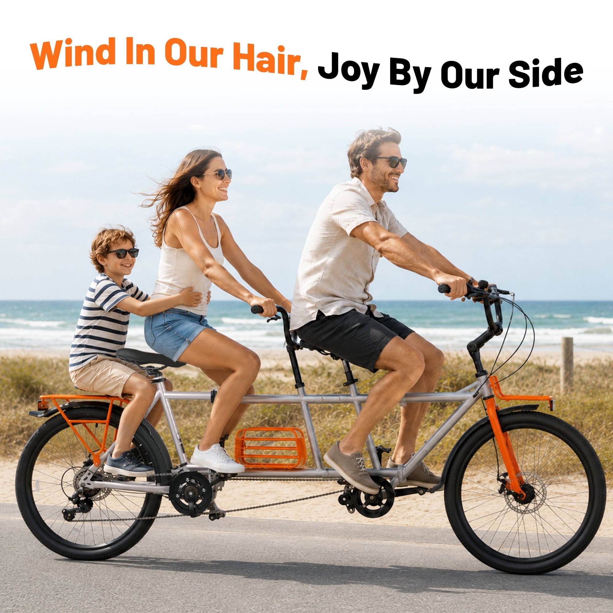 Meghna Tandem Bike 24 inches 4-Fold 2-Seater 6 speed Folding Tandem Dual Disc Brake for Adult Beach Cruiser Silver