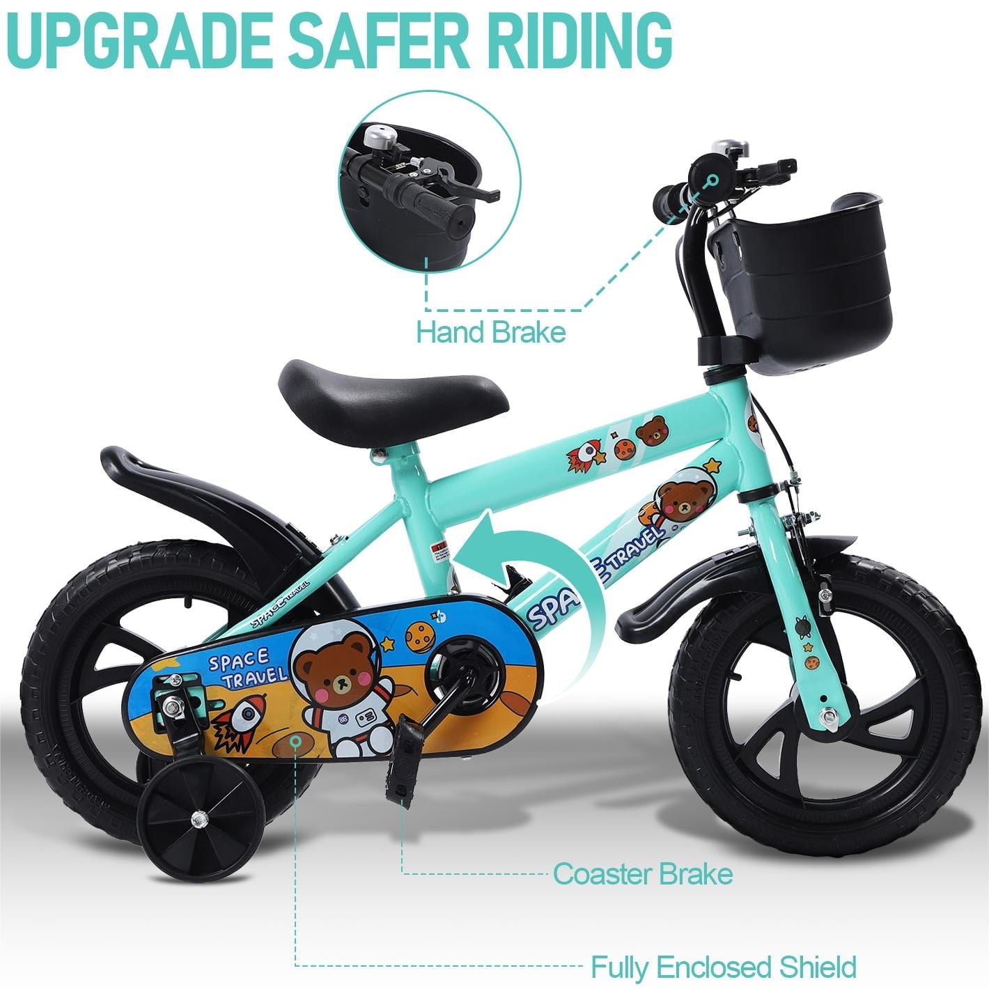 12 inch Kids Bike with Training Wheels, Children Bike with Adjustable Handlebar, Kids Bicycle for Boys Girls Toddlers Age 3-5, 2-in-1 Red Toddler Bike