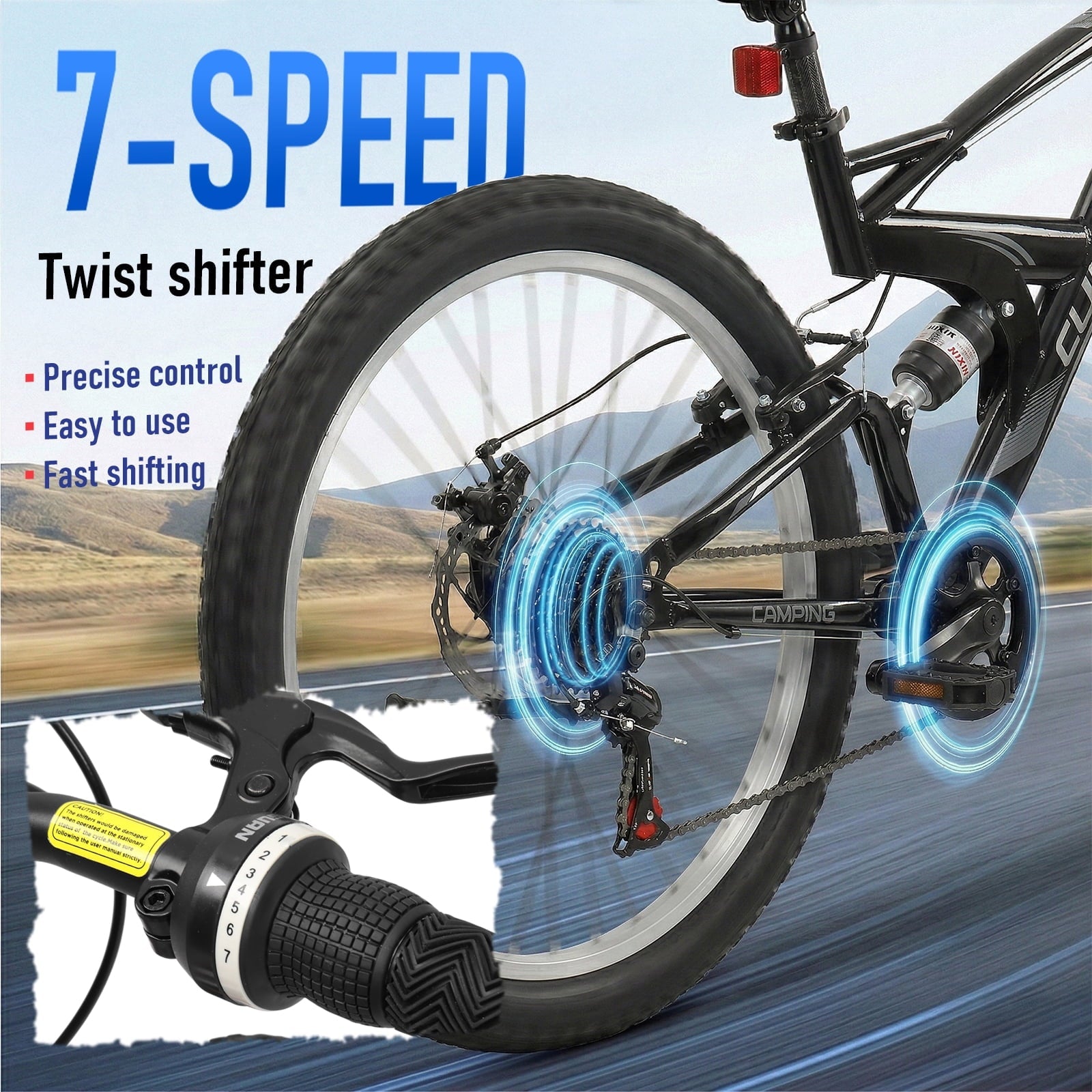 Ktaxon 26 inch 7 Speed Mountain Bike for Adult, Dual Shock Absorbers, Dual V Brake, Black