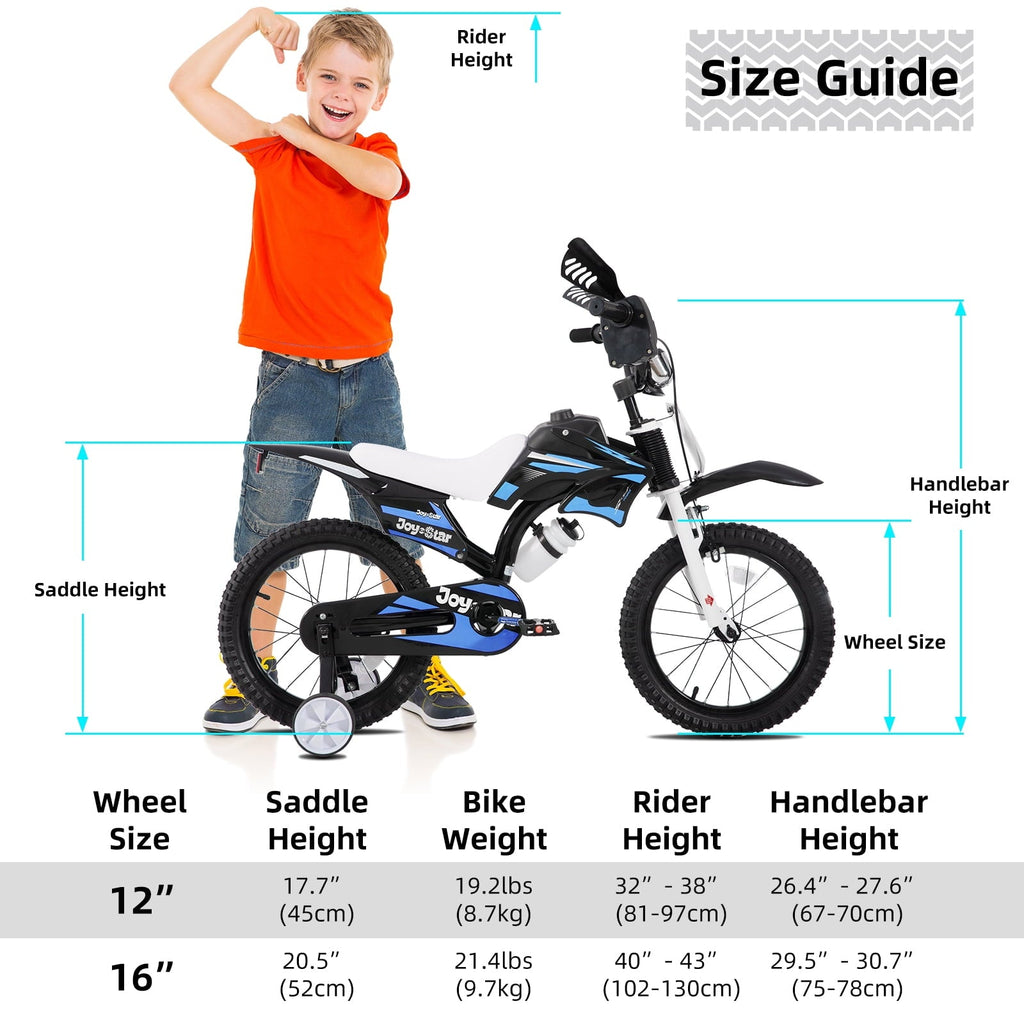 JOYSTAR Motocross Style Kids Bike for Boys Girls Ages 4-7 Years, 16 Inch Children Bicycles Blue