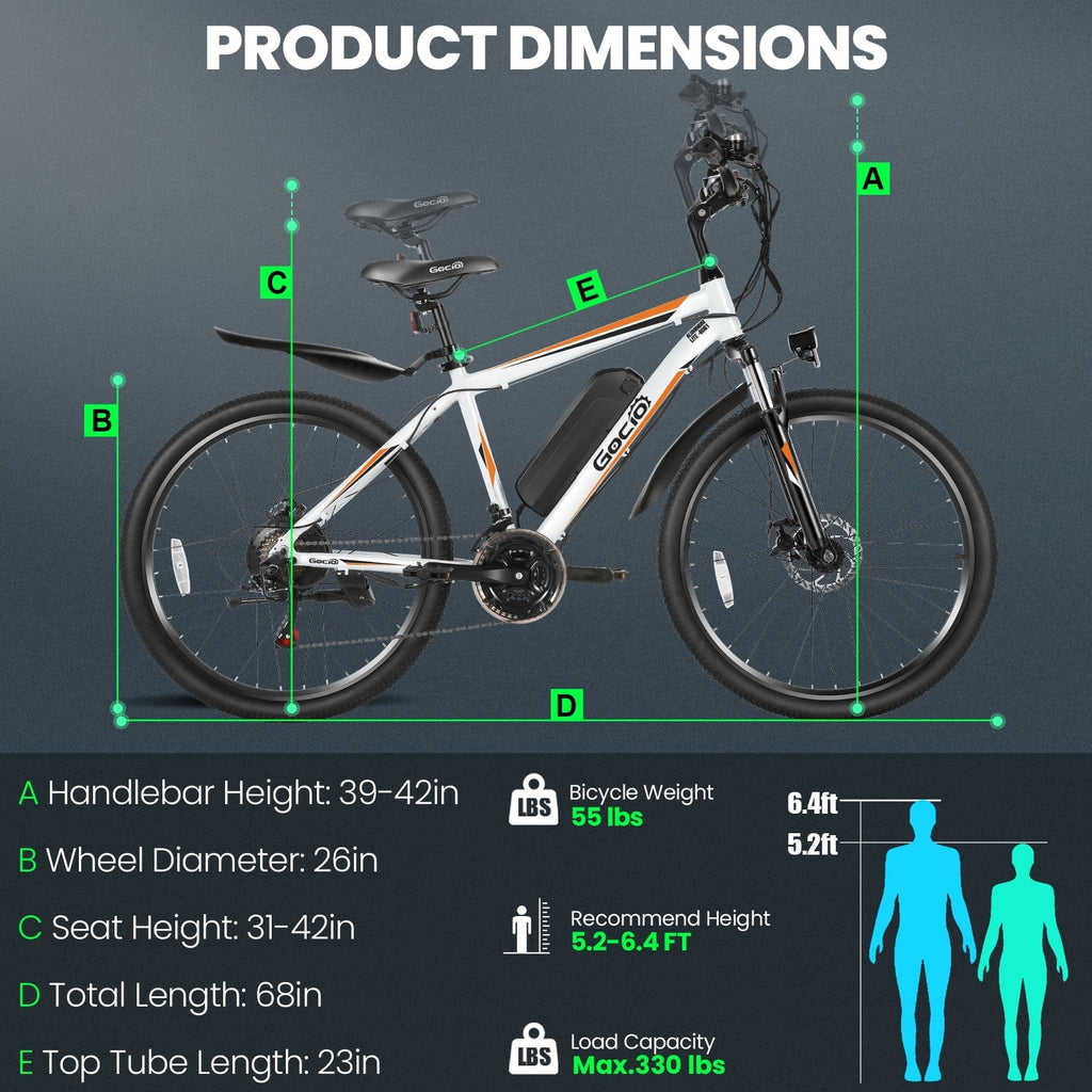 Gocio Peak 750W Electric Bike 26 Electric Bicycle for Adults Max 19.8mph Cruise Control System Ebike, 48V 375Wh Mountain Bike, 21 Speed for Man Woman UL2849 Certified