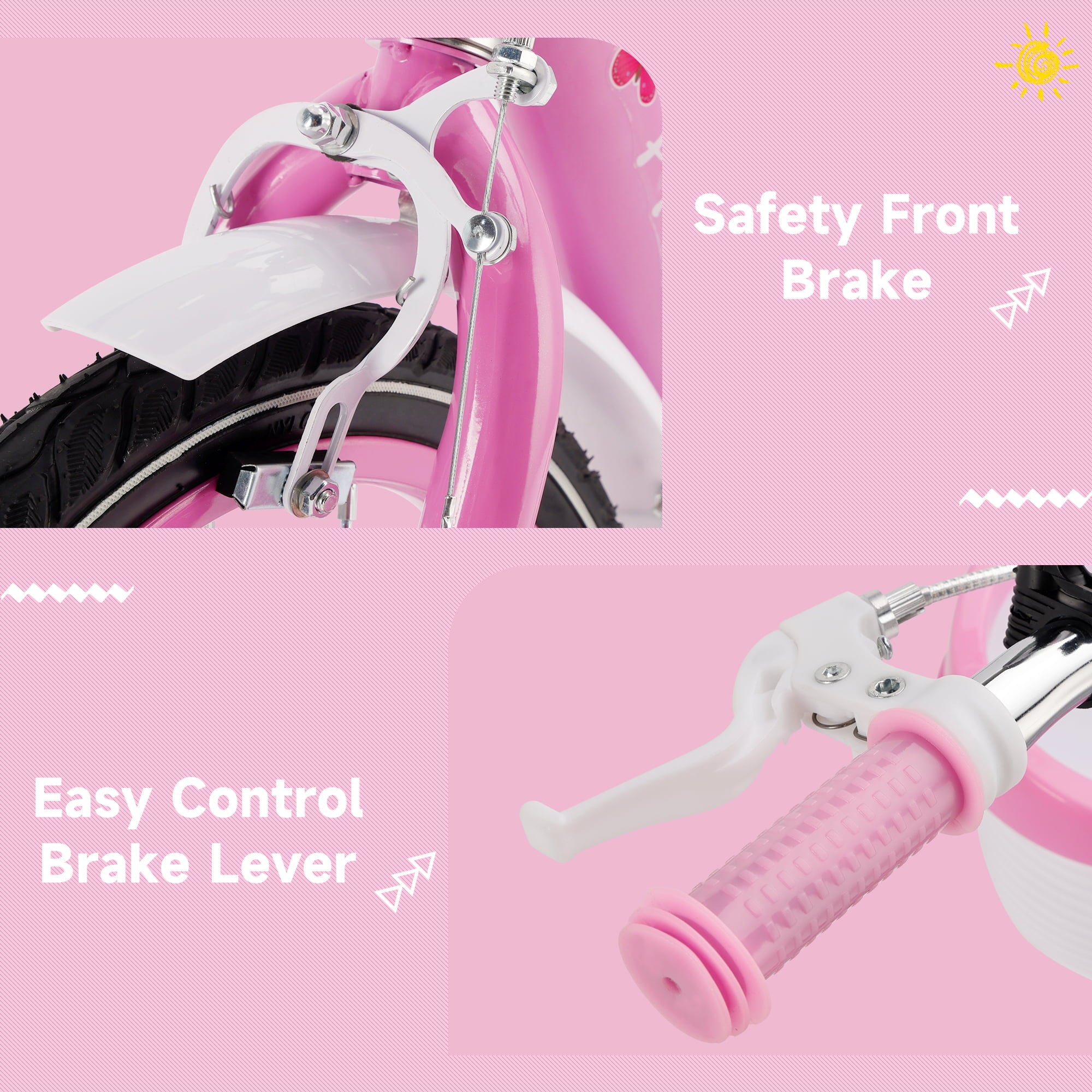 16 18 Inch Girls Bike for Toddlers and Kids Ages 4-9 Years Old, Kids Bike with Flashing Training Wheels & Basket, Girls Bicycle with Handbrake & Kickstand, Pink/Purple