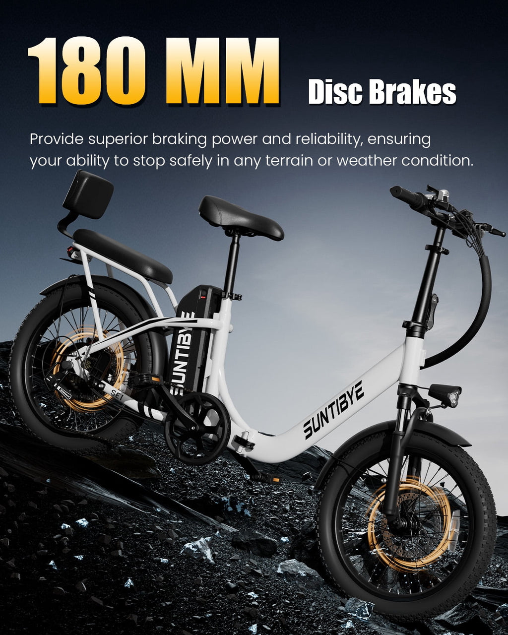 SUNTIBYE SE1 Folding Electric Bike for Adults, 1000W Motor, 28MPH, 48V 15Ah Battery, 20 Fat Tire E-Mountain Bike, UL2849, Black
