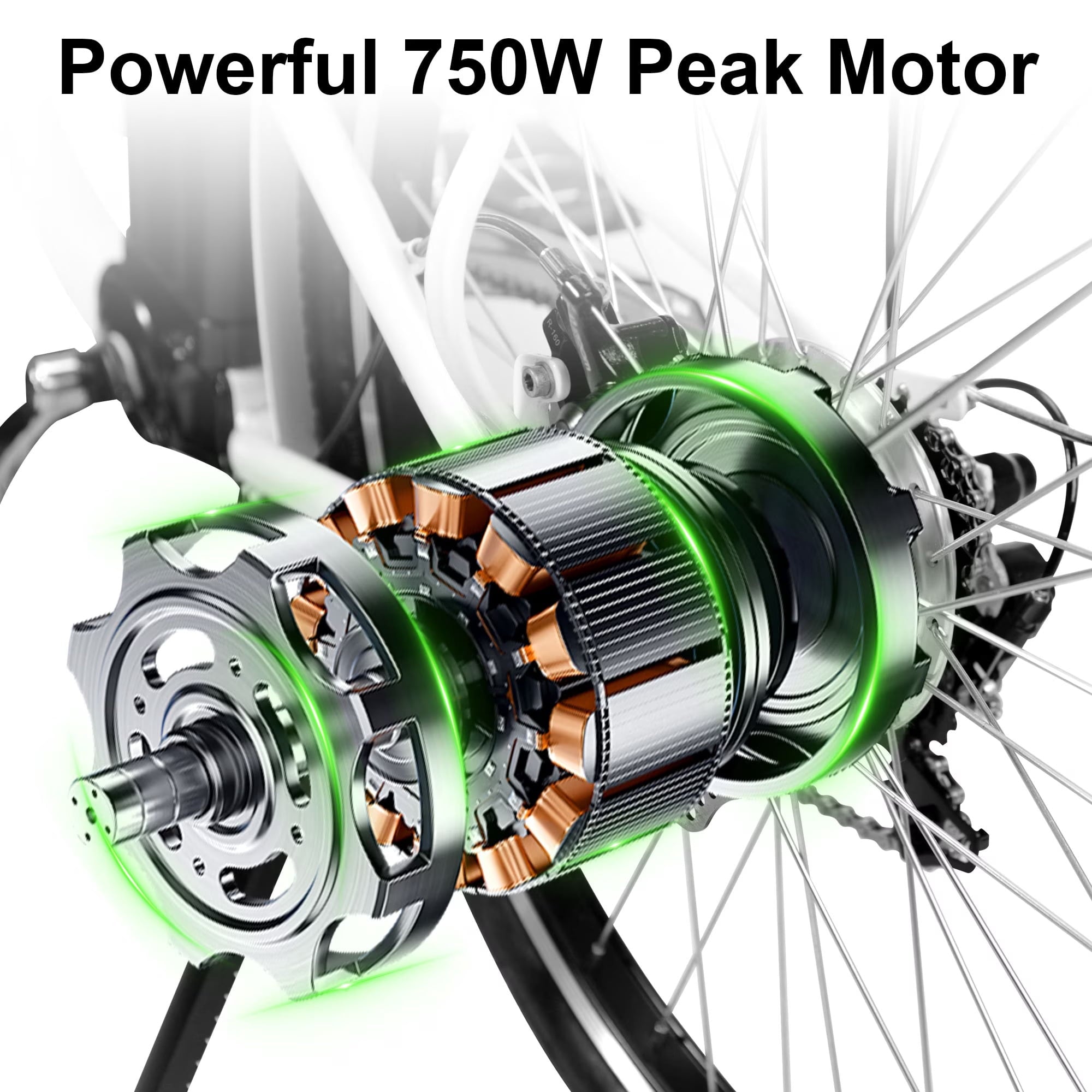 Electric City Bike for Adults 26,Peak 750W E-Commuter Bikes 48V 10AH UL2849,White