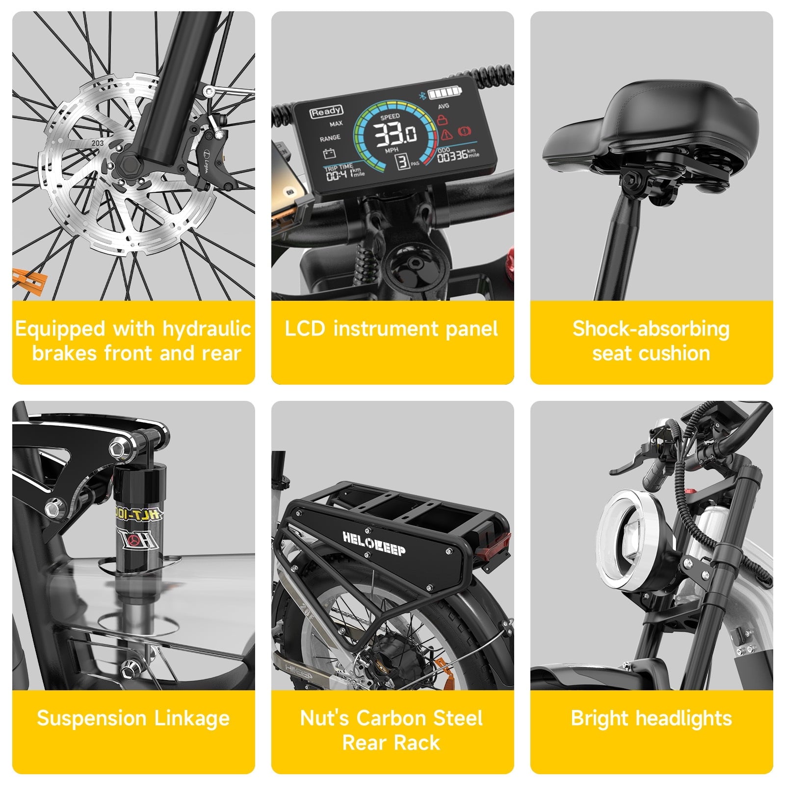 Helokeep 26 Green Fat Tire High Performance Cargo Electric Bike for Men, 4000W Peak 2000W, 40MPH, 48V 25Ah UL2849 Off-Road Ebike