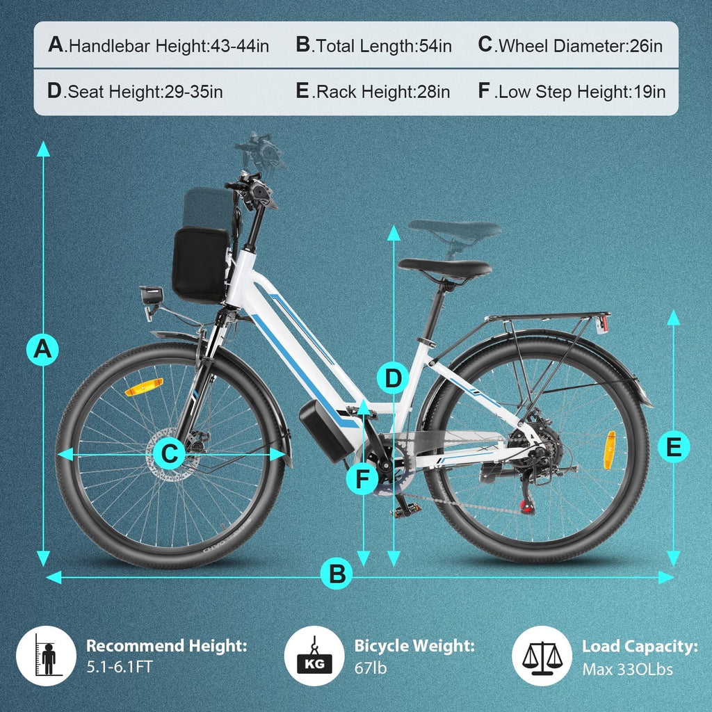 Elifine 500W Electric Bike for Adults, 26 Commuter Electric Bicycle 19.8mph City Ebike with 5 Riding Modes, 48V 7.8Ah Removable Battery UL 2849, LCD Intelligent Display Hybrid Electric Bike Red