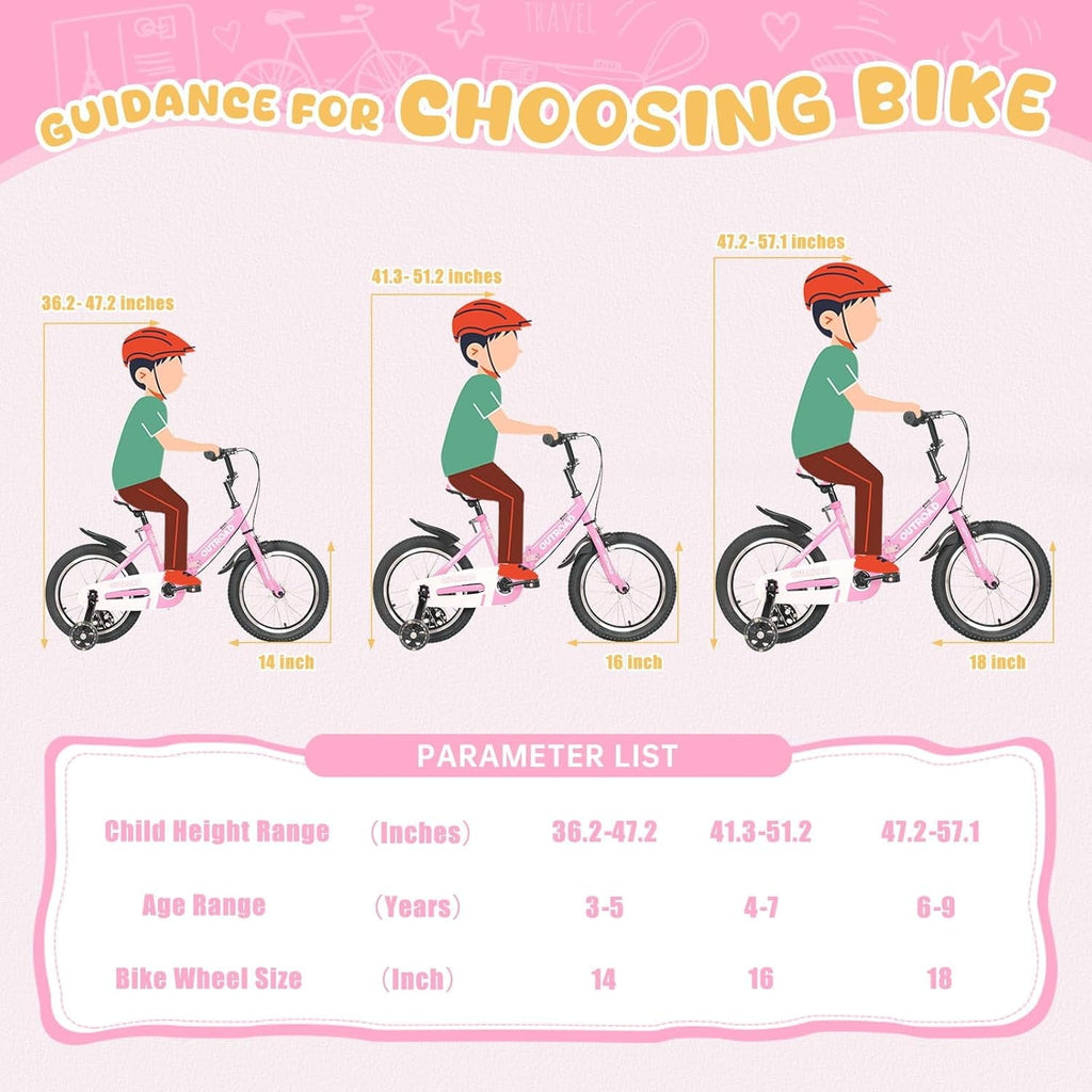 Marknig 14 16 18 Folding Kids Bike with Removable Training Wheels, Children's Bicycle for Boys & Girls Ages 3-9 Years, Easy-Storage Toddler Bike