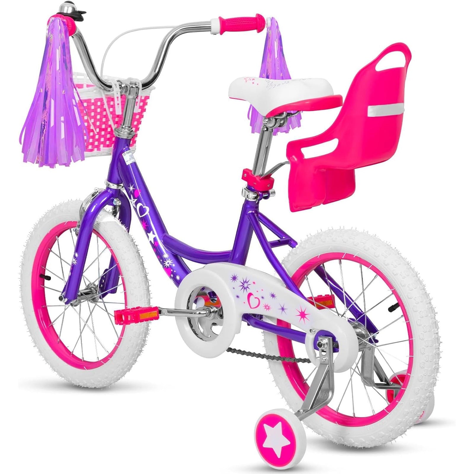 Hykolity 14 inch Girls Bike Princess Bicycle for Age 3-5 Years Old Rider Height 35-47 inch includes Training Wheel Basket Doll Seat Aqua Blue