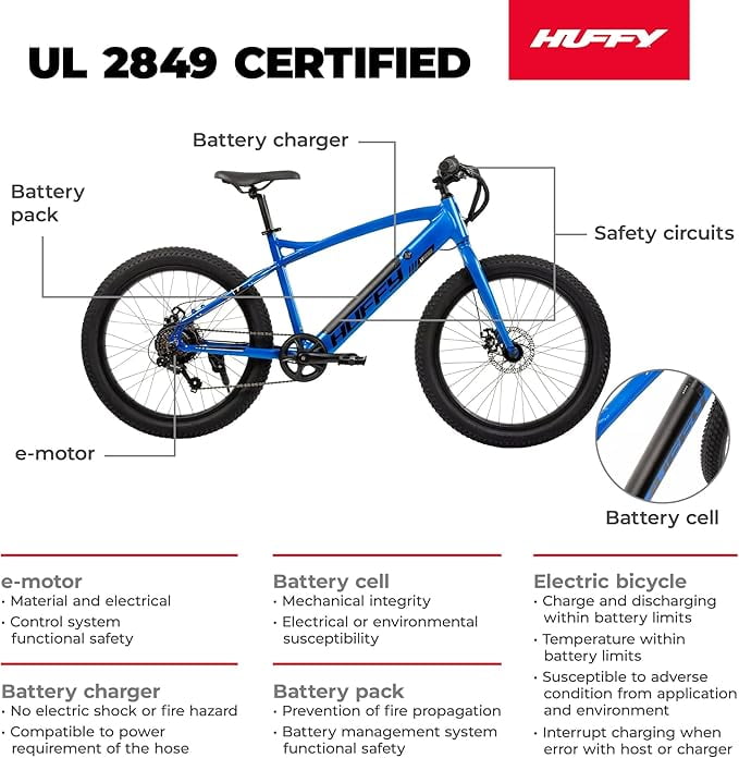 Huffy 24 Quantis 36V Electric Bike, Fits Riders 56 - 68, Cobalt, Teen/Adult, Unisex