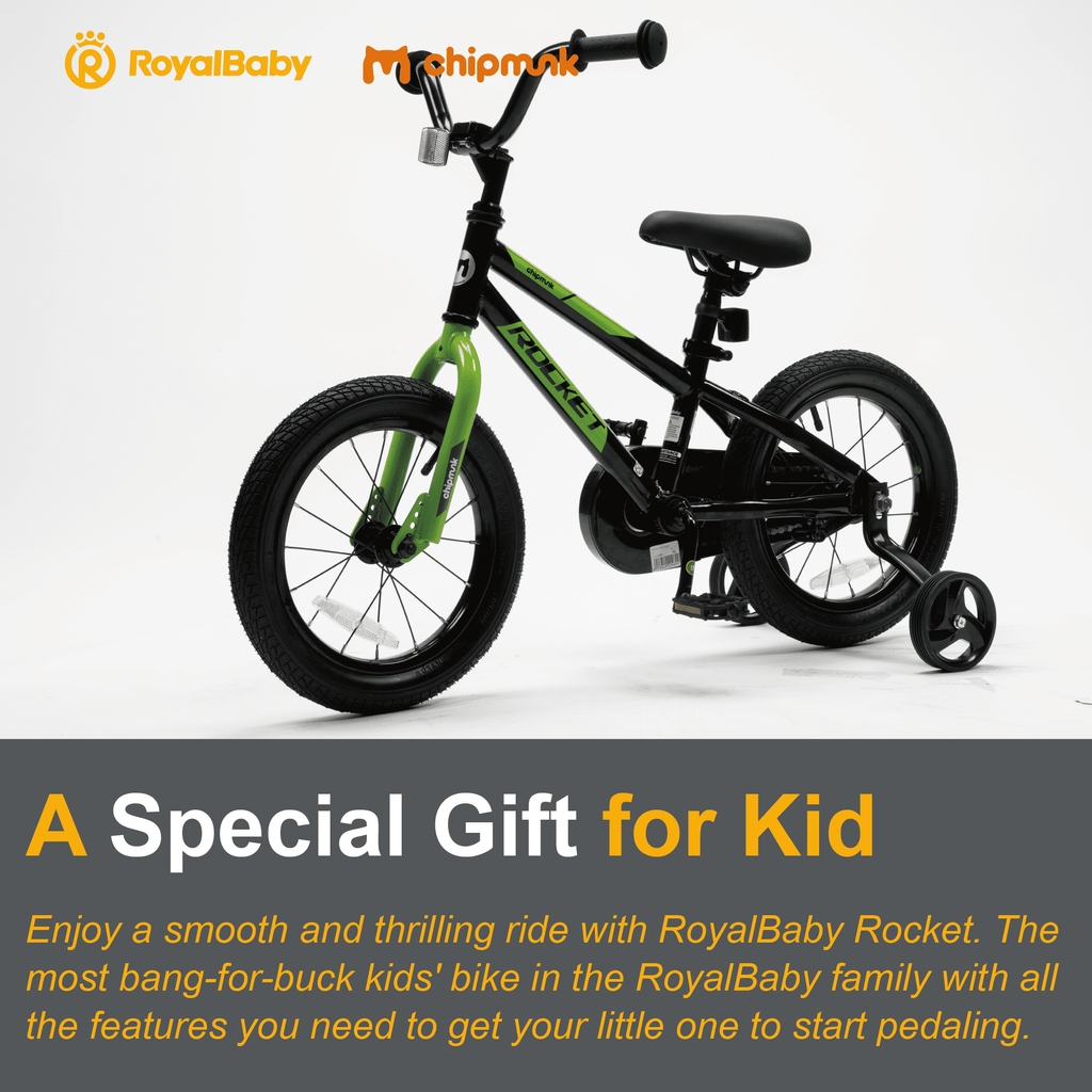RoyalBaby Rocket Kids 14-Inch BMX Training Wheel Bicycle,Blue