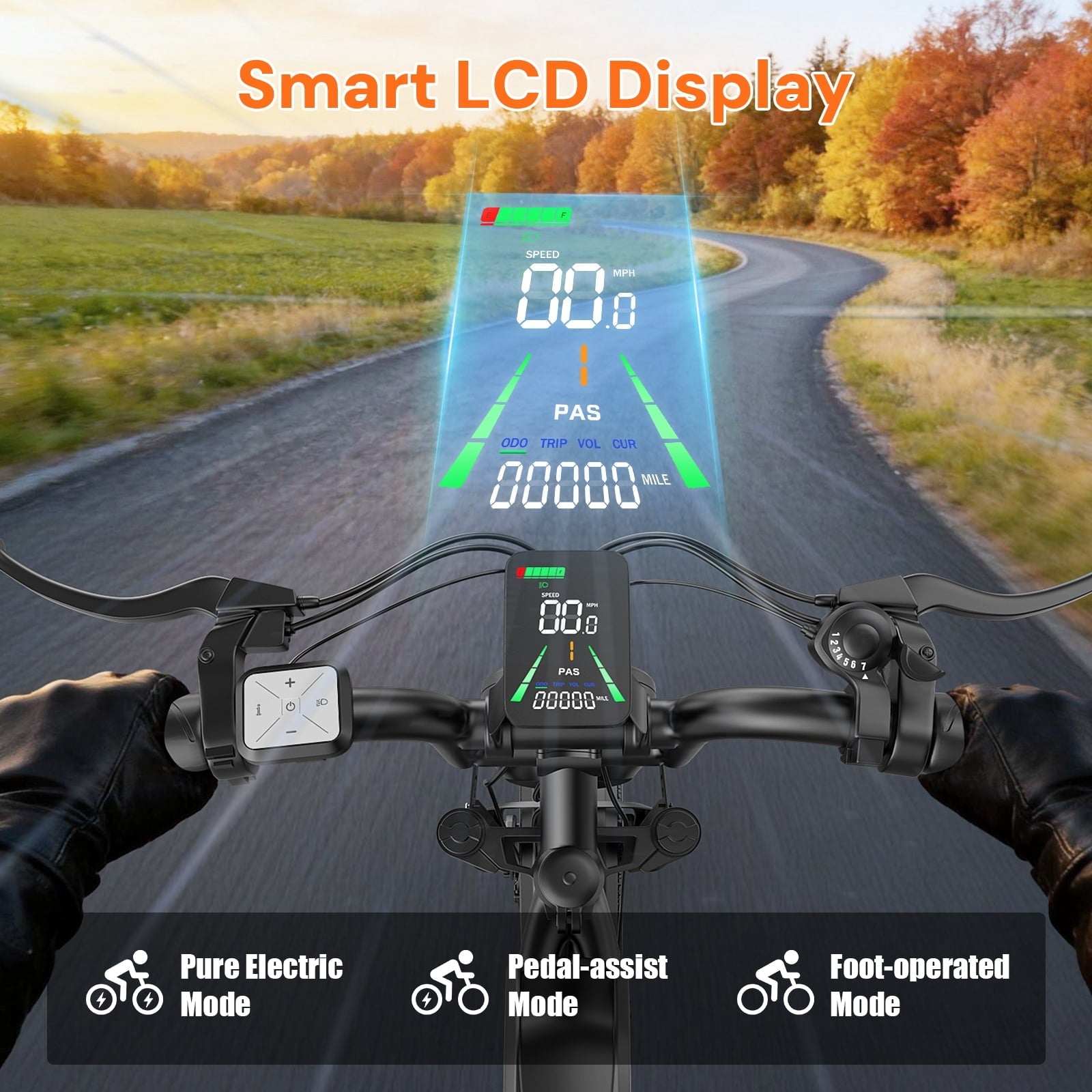 ASKGO Electric Bike for Adult, 2200W Peak Electric Dirt Bike, 100 Miles, 7 Speed Electric Motorcycle, 48V Removable Battery, 20 Fat Tire Off Road Ebike, Full Suspension Ebike for Snow/Beach/Mountain