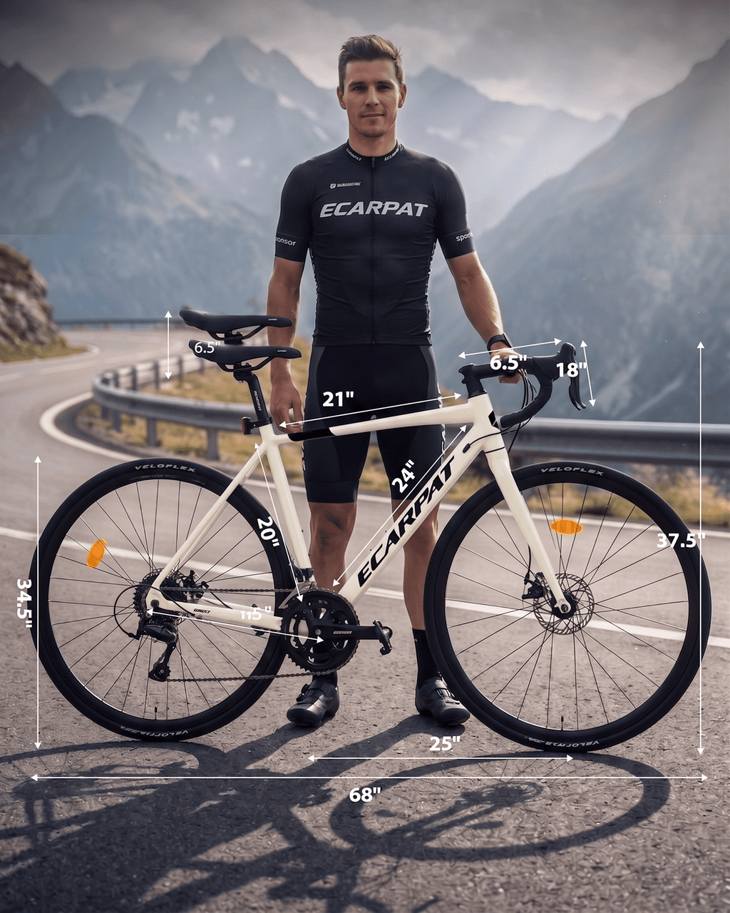 700C Road Bike 16 Speed, Sport Bike Performance Aluminum Road Bike, City Commuter Bicycle with Dual Disc Brakes, Lightweight Racing Bicycle for Men &Women, Cream