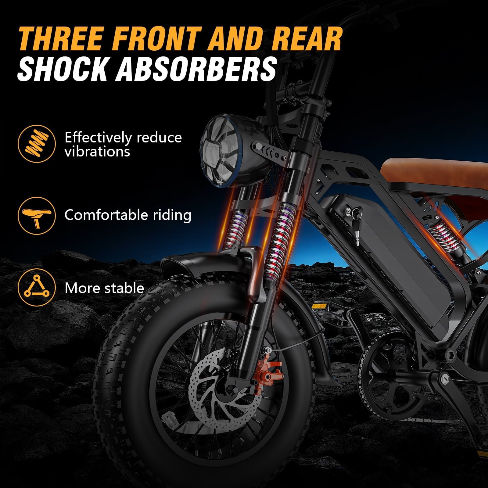 1200W Off-Road Electric Bike for Adults, 48V 18AH Removable Battery, 16 Wide Tires, 5-Speed Transmission, Dual Disc Brakes & Spring Suspension