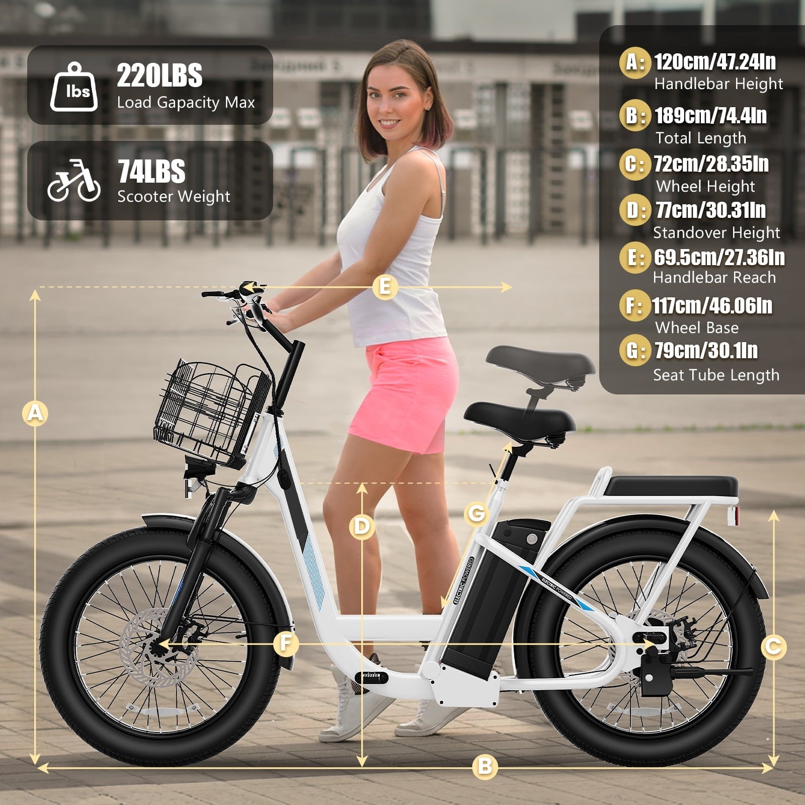 SANOPY 500W Electric Bike for Adults,48V Removable Battery,20 Mile Range&20MPH Max Speed,Electric Scooter with Seat,Commuter E-scooter for Adults and Teens,Gray,UL2272