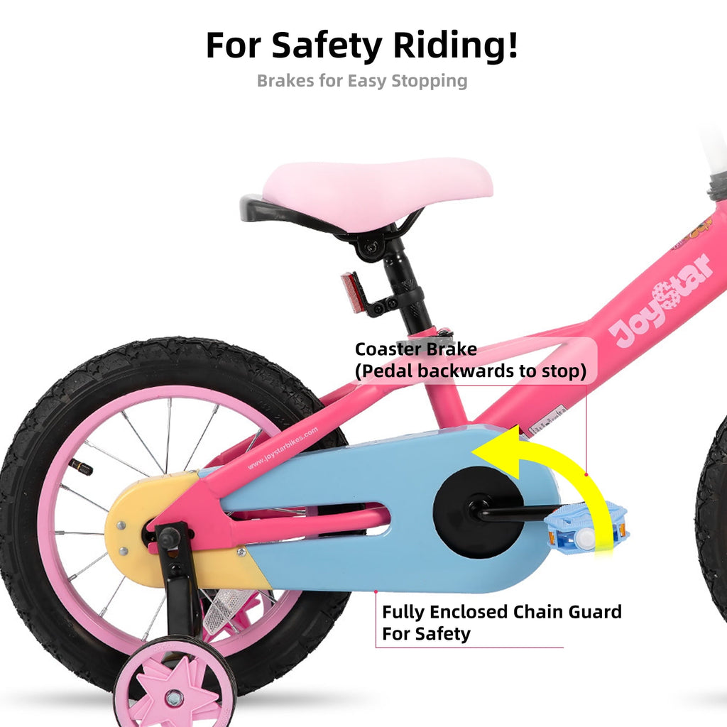 JOYSTAR 12 14 16 Kids Bike for 2-7 Years Girls 33-53 Inch Tall, Rainbow Toddler Bicycle with Basket, Training Wheels & Coaster Brake, 85% Assembled, Macarons