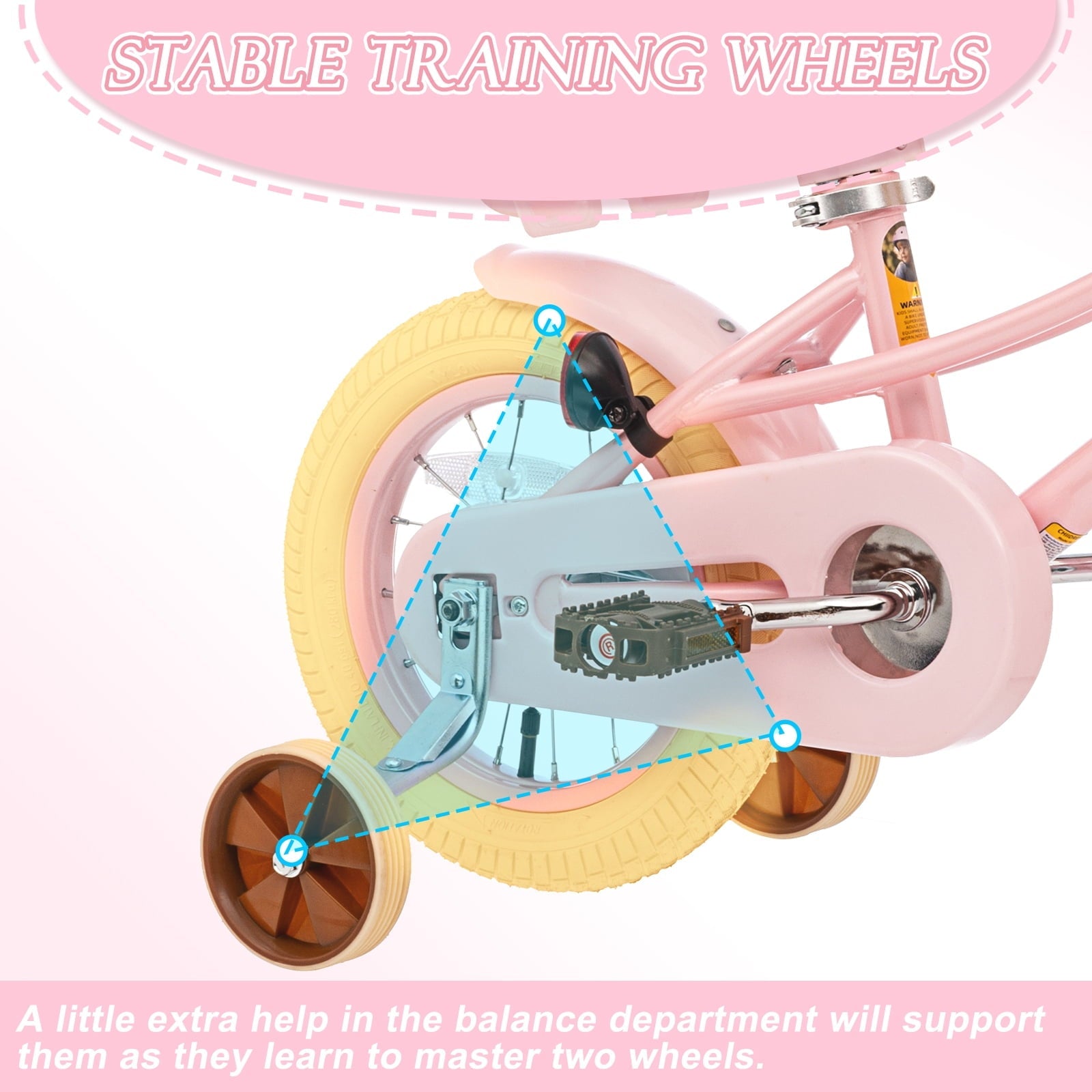 XJD Girls Bike for Toddlers and Kids Ages 2-12 Years Old,12 14 16 Inch Kids Bike with Training Wheels & Basket, 20 Inch Girls Bicycle with Handbrake & Kickstand