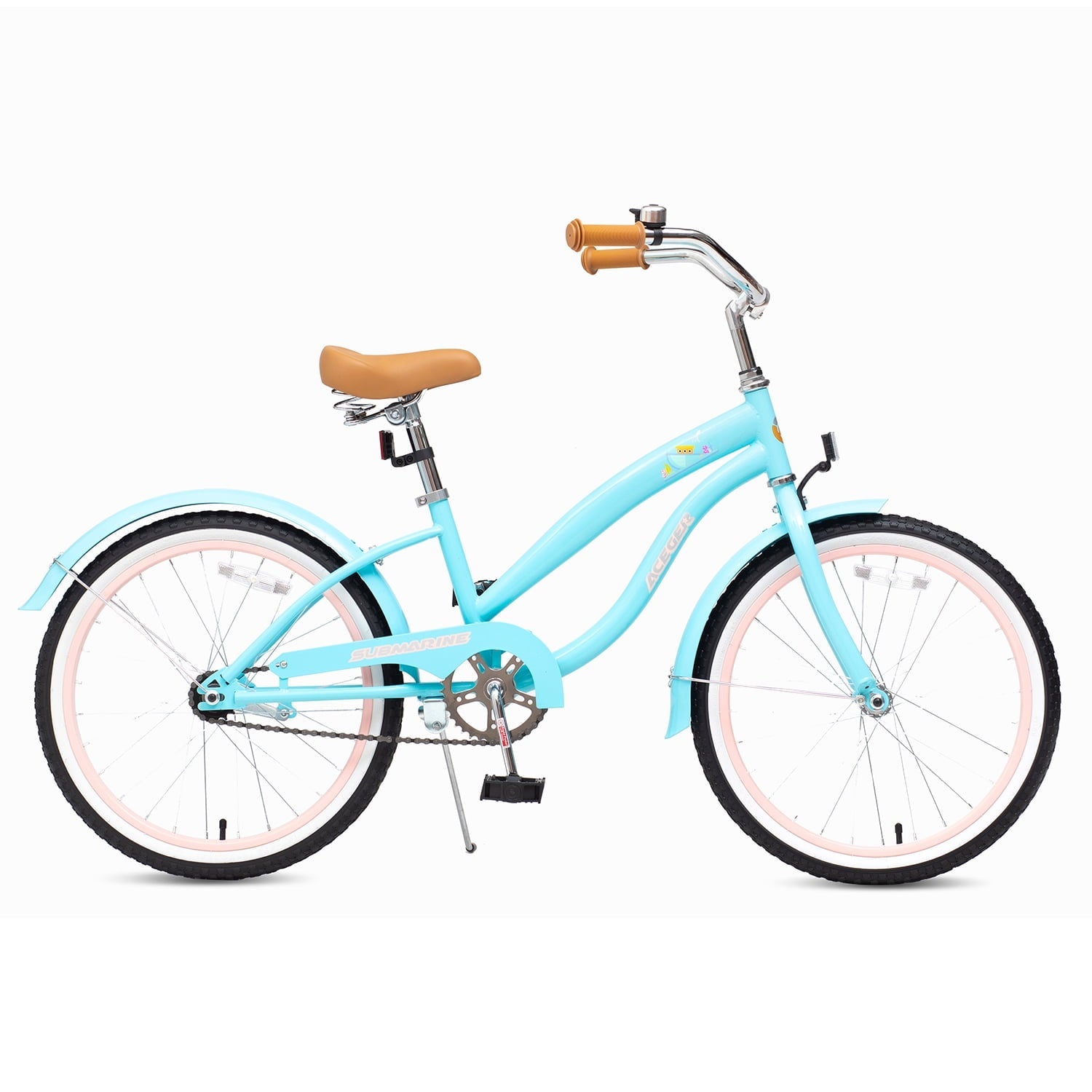 ACEGER 20 Inch Beach Cruiser Bike for Girls Ages 9-13, Pink