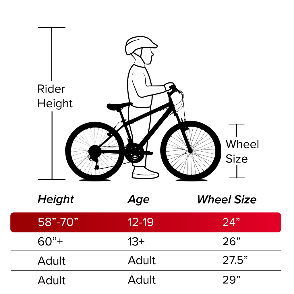 Huffy 24” Rock Creek Mountain Bike, Fits Riders 58” - 70”, Gray, Youth, Boy's