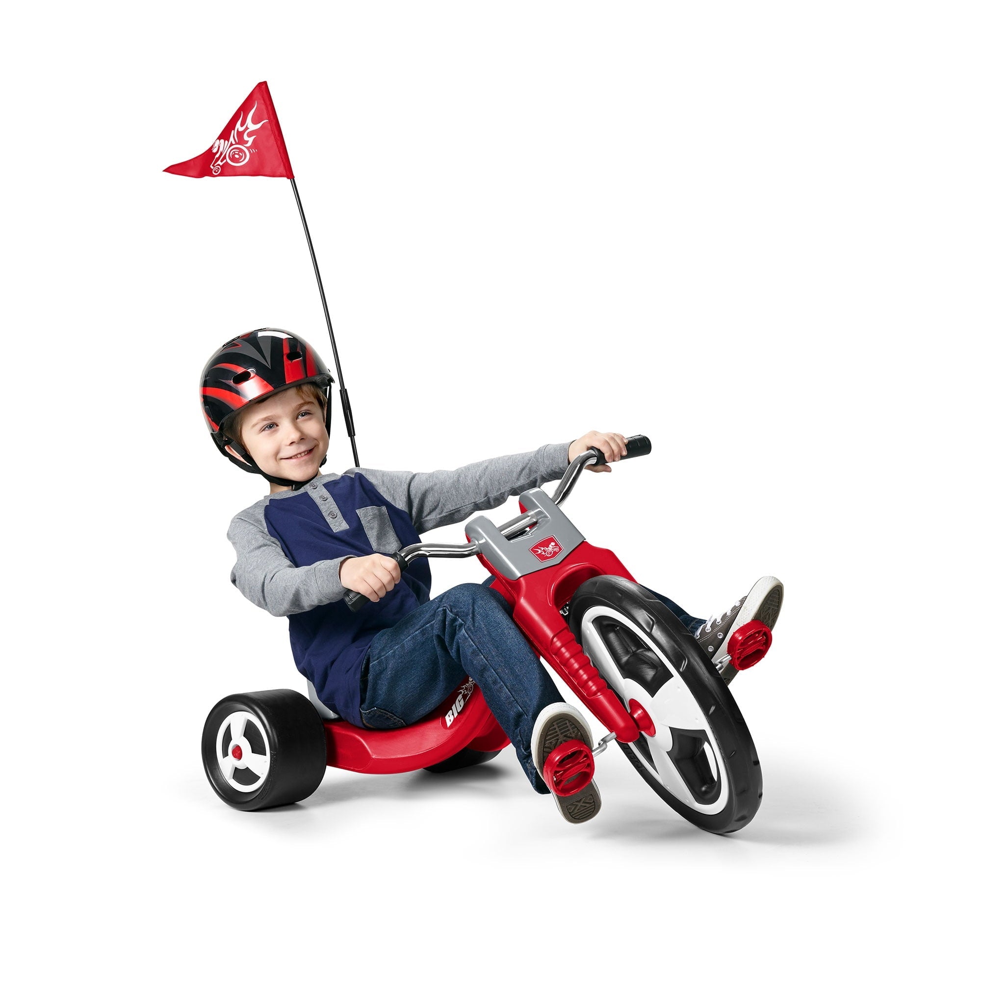 Radio Flyer Big Flyer Sport Tricycle with Adjustable Seat and Racing Design, Red, Ages 3 to 7 Years
