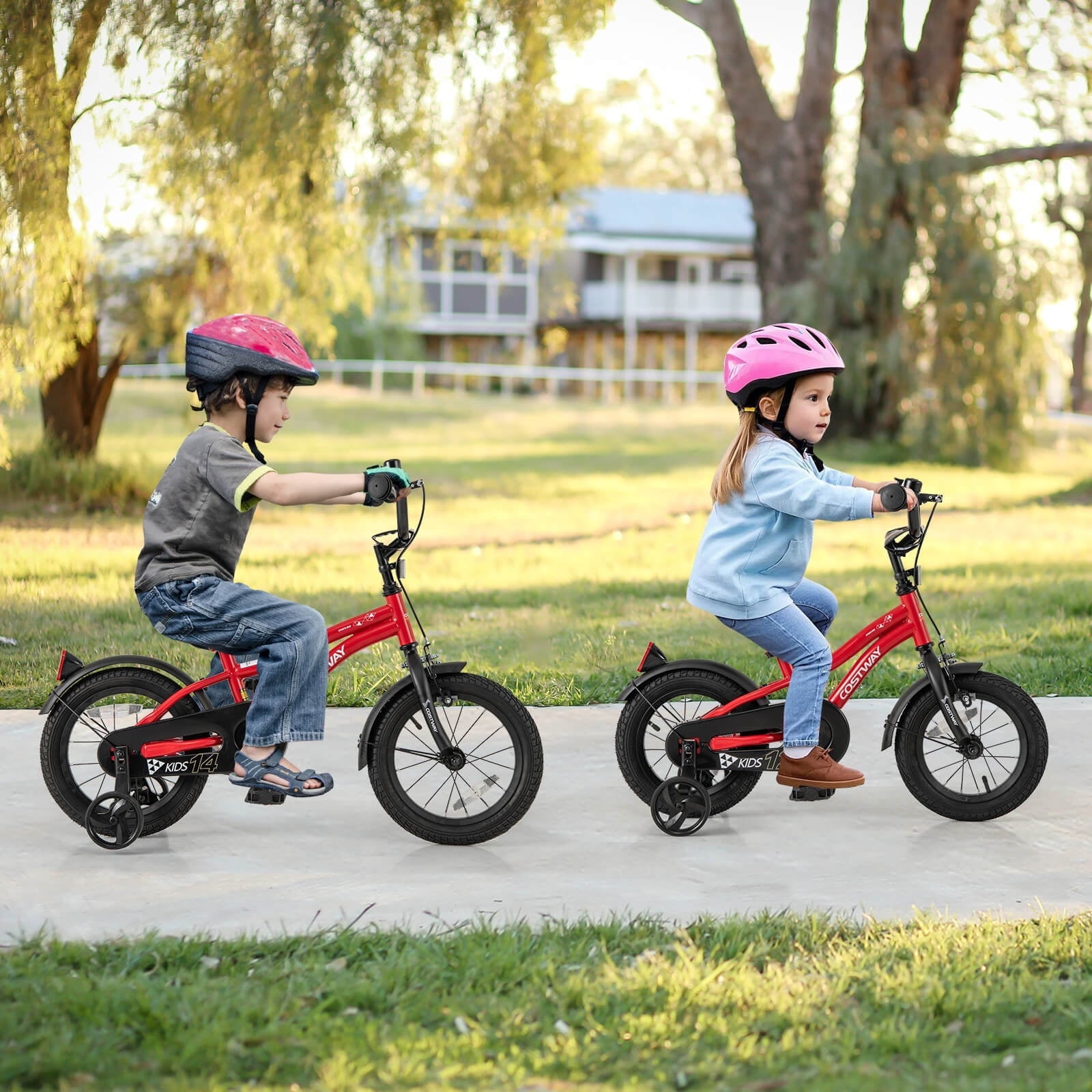 Costway 12 Kids Bike for 3-4 Years Old Boys & Girls with Adjustable Seat Handbrake Reflectors Blue