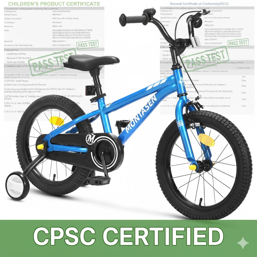 Montasen 14 Inch Kids Bike with Training Wheels Hand Brake Coaster Brake BMX Style Bicycle, Pink