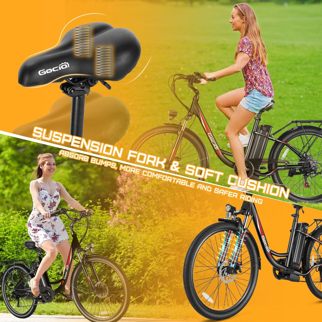 Gocio 26 Electric Bike for Adults, 750W Peak Motor Commuter E-Bike, 48V 7.8Ah Battery, 7-Speed, UL2849