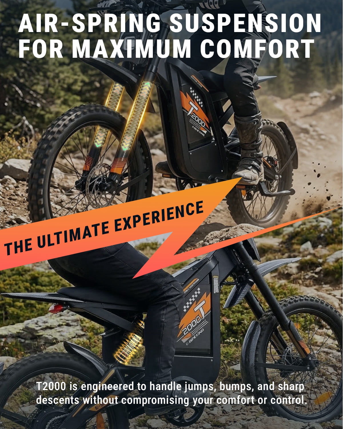OUXI T2000 Electric Dirt Bike for Adults,3000W Peak Electric Bike,48V 30Ah Battery,37MPH/85+Miles Electric Motorcycles,24 Fat Tire E Dirtbike,Dual Hydraulic Brakes Mountain Bike,E Dirt Bike UL2849