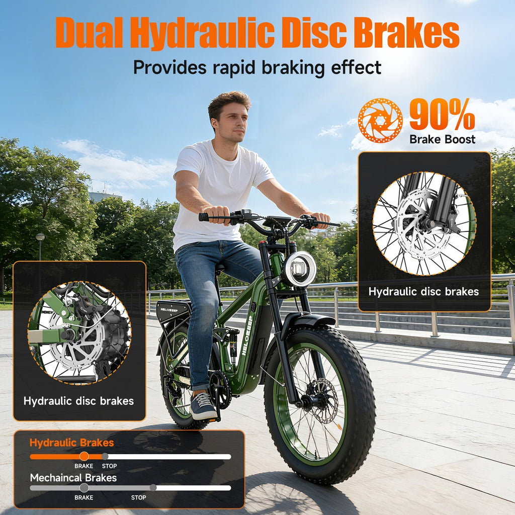Helokeep 26 Green Fat Tire High Performance Cargo Electric Bike for Men, 4000W Peak 2000W, 40MPH, 48V 25Ah UL2849 Off-Road Ebike