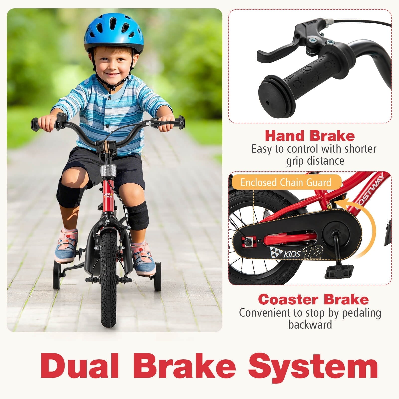 Costway 12 Kids Bike for 3-4 Years Old Boys & Girls with Adjustable Seat Handbrake Reflectors Blue